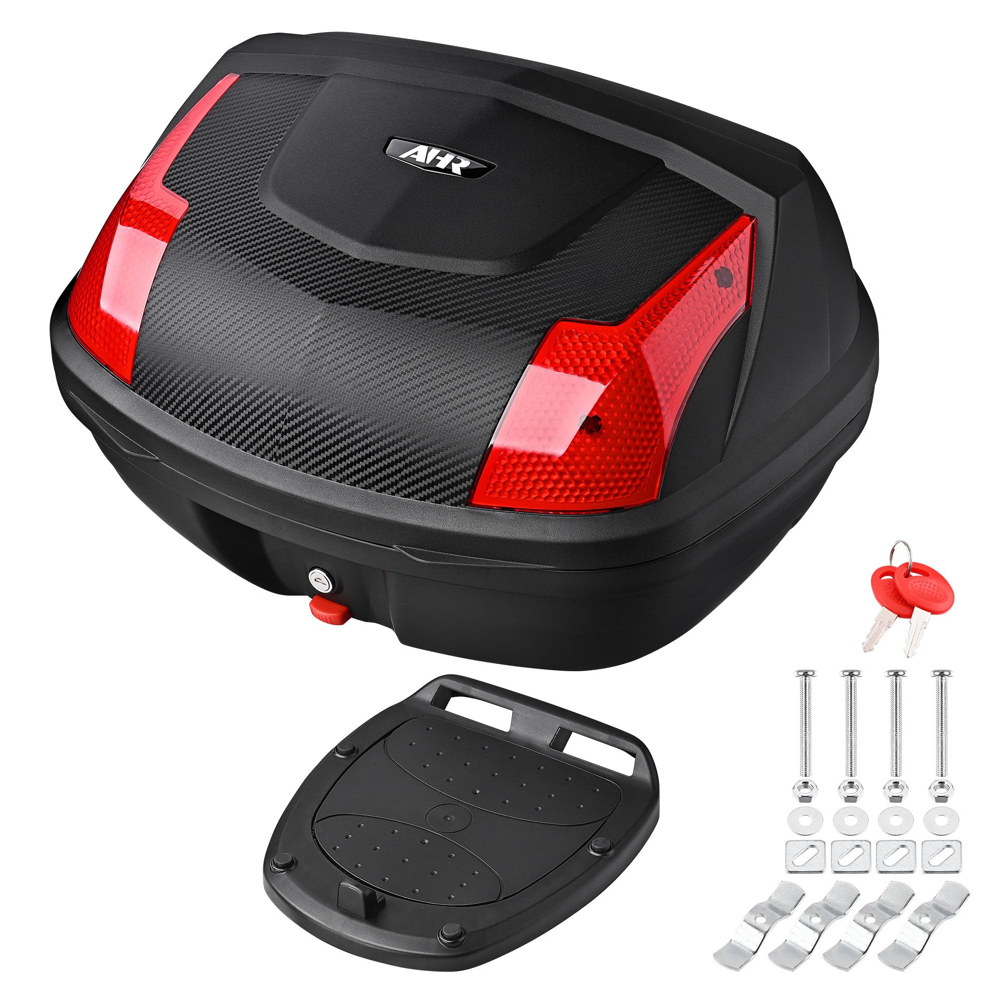 48L Motorcycle Top Case - Waterproof Touring Storage Trunk with Mounting System for Harley, Honda, Kawasaki - Perfect for Commuting, Road Trips & Daily Use