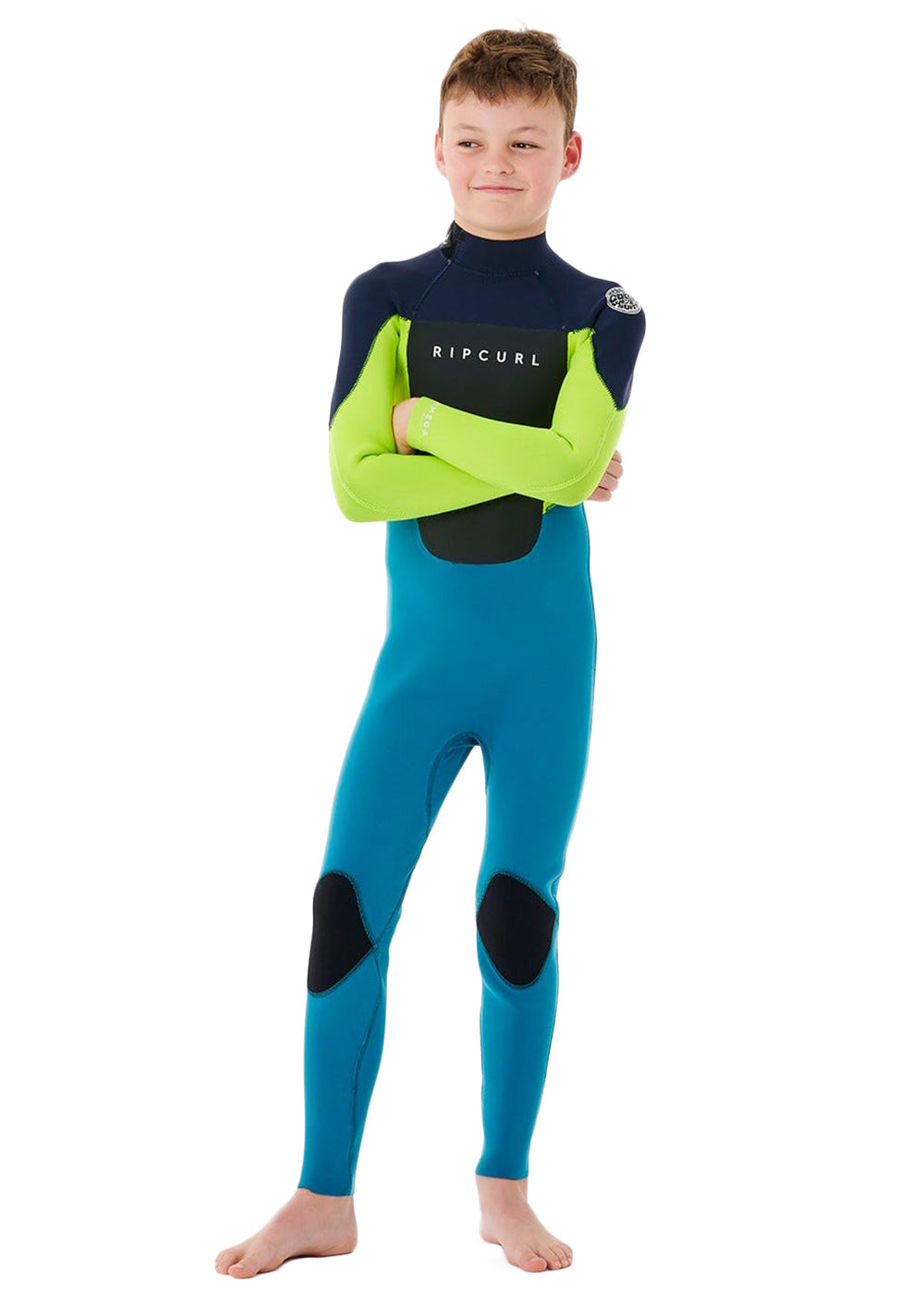 Rip Curl Boys Omega 3/2mm Back Zip Steamer Wetsuit for Kids - Warm & Flexible Neoprene Surfing Suit for Cold Water Swimming, Diving & Water Sports