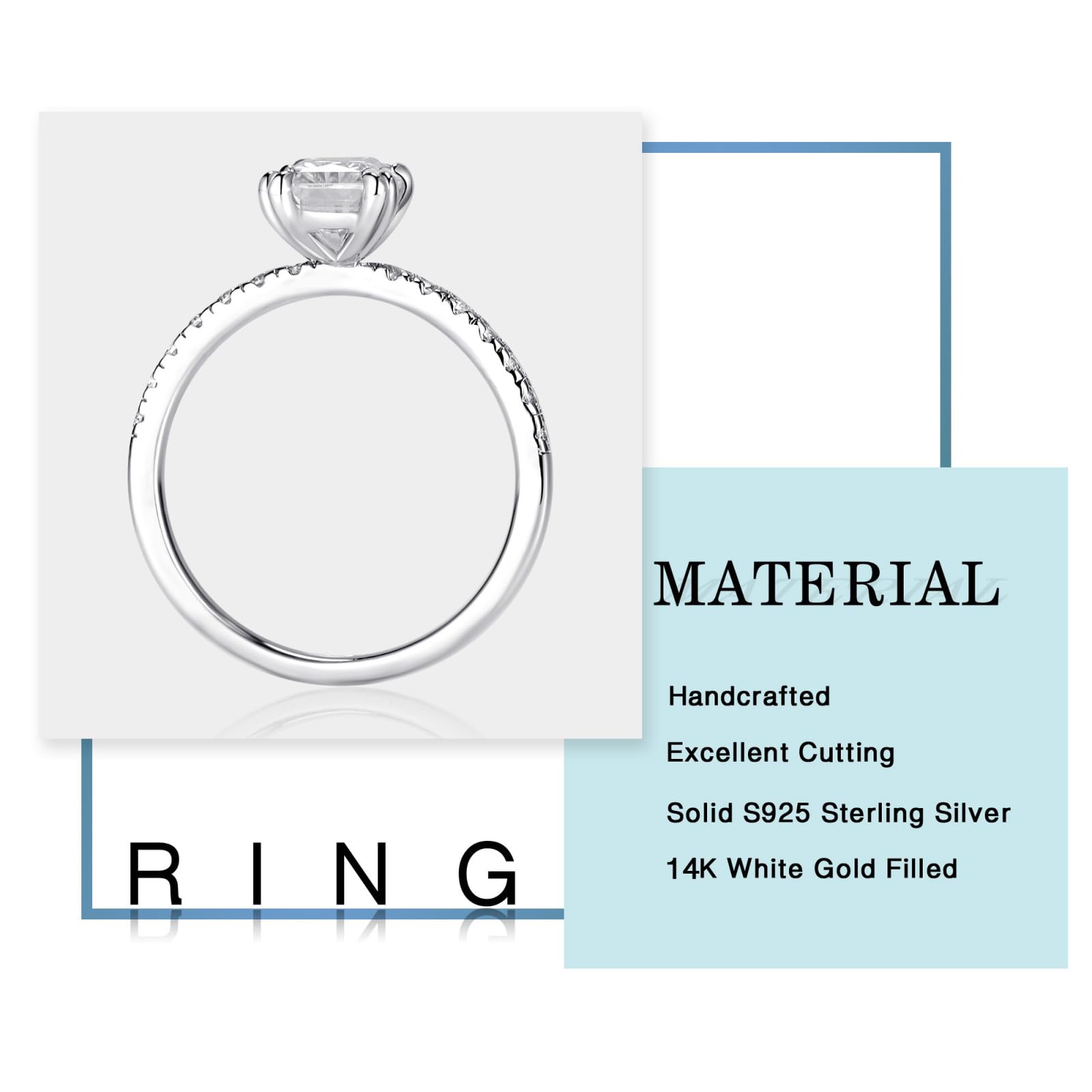 2ct Radiant Cut Moissanite Engagement Ring for Women - D Color VVS1 Clarity Lab Created Moissanite Wedding Ring in 14K White Gold, Anniversary Gift, Valentine's Day Present for Her, Perfect for Proposals, Bridal Jewelry & Special Occasions