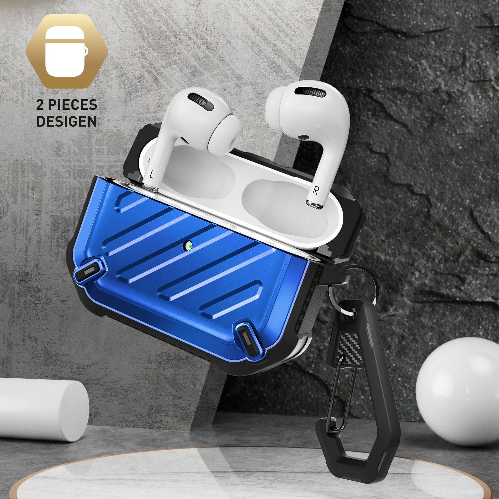 Apple AirPods Pro Case - Unicorn Beetle Pro Rugged Protective Cover with Shockproof Design, Metallic Blue - Perfect for Outdoor Activities, Travel & Sports