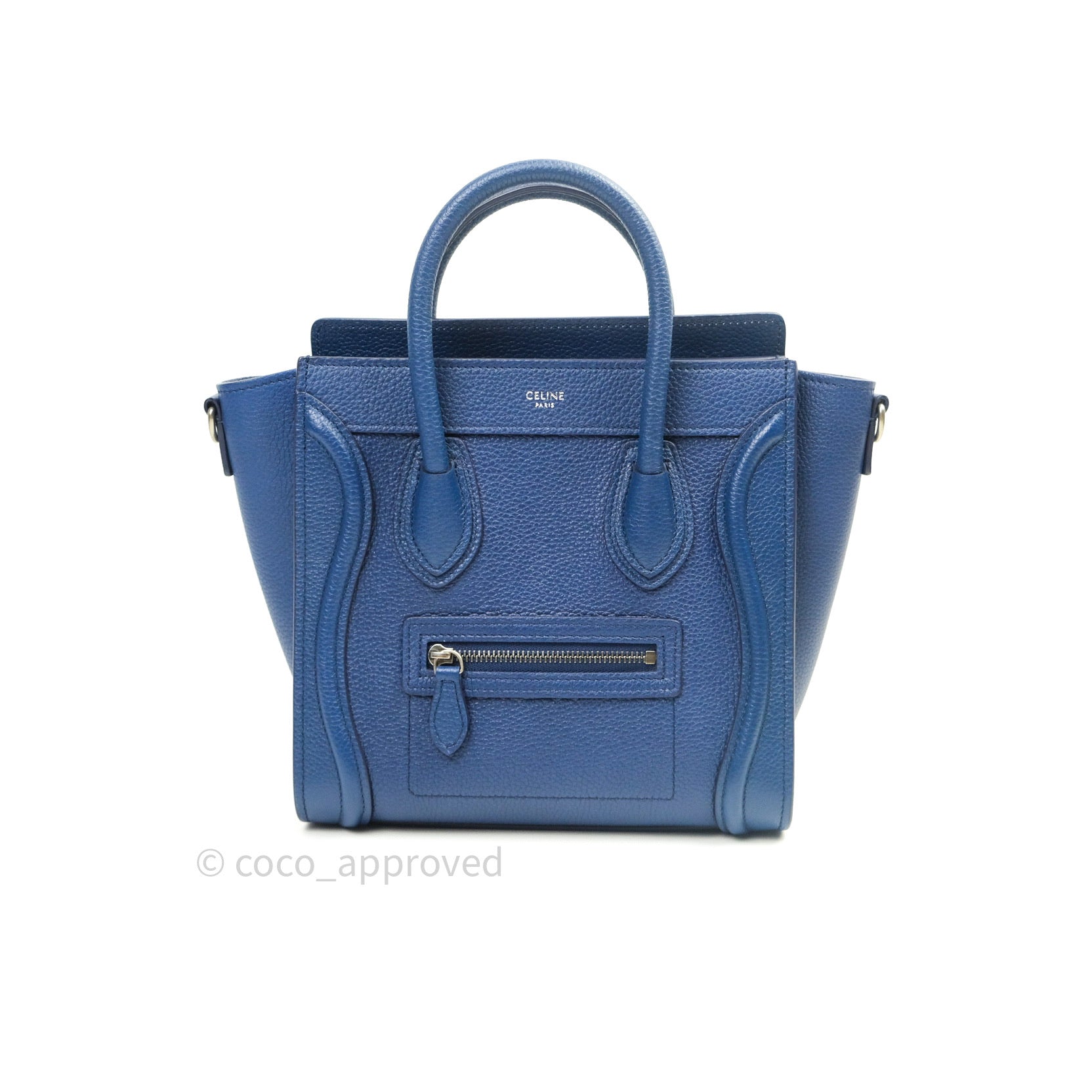 Celine Nano Luggage Bag in Dark Indigo Drummed Calfskin Leather - Stylish Crossbody Purse for Women, Perfect for Work, Travel & Everyday Use
