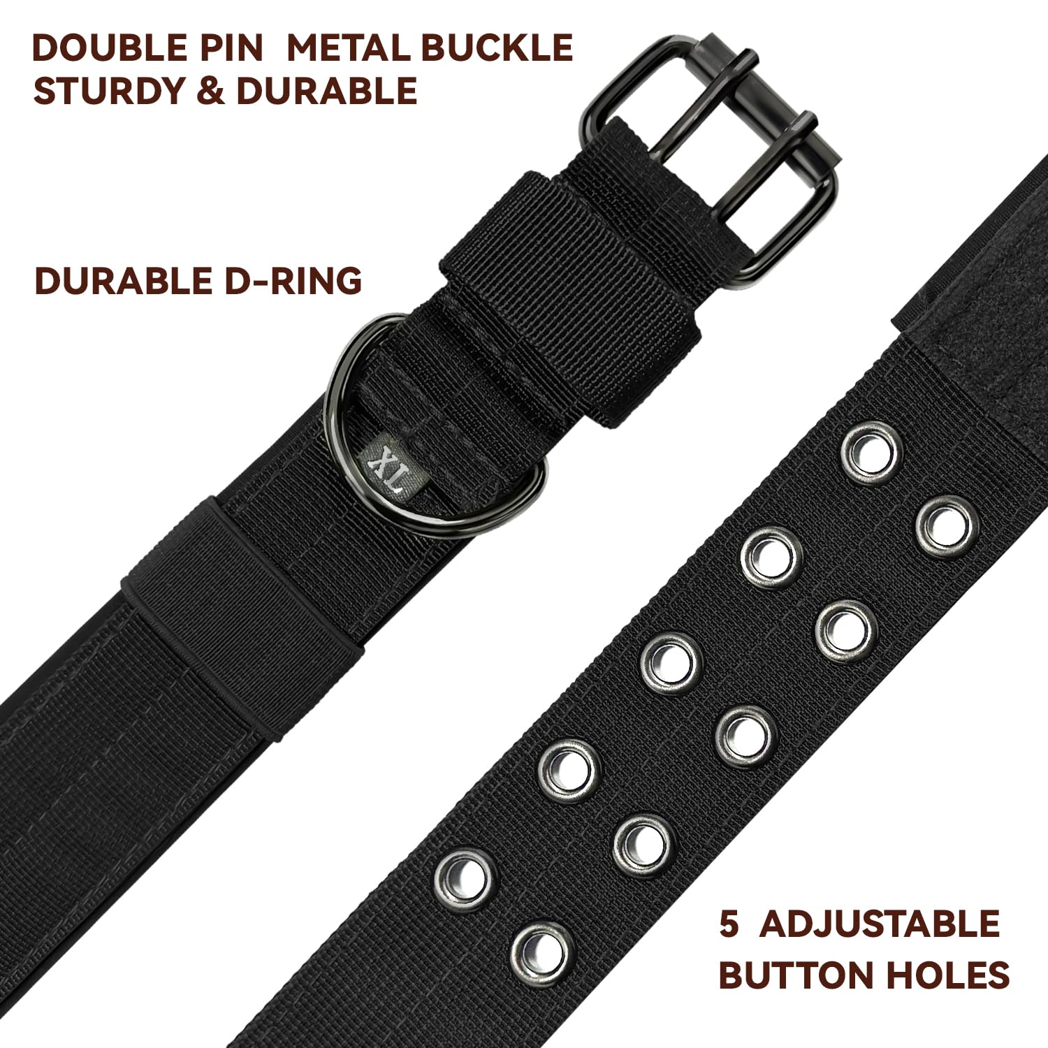Bozenu Heavy Duty Tactical Dog Collar for Large & Medium Dogs - 1.5