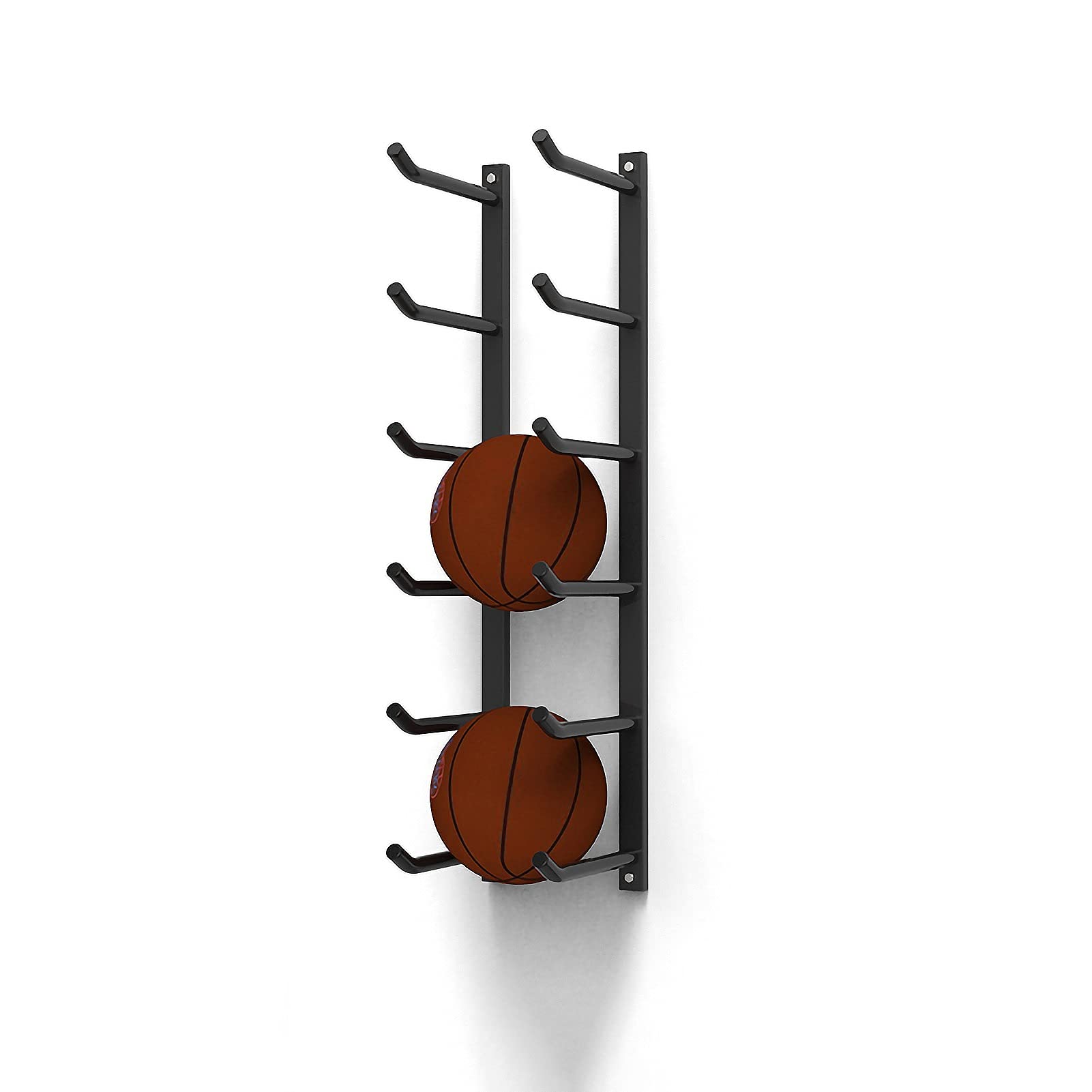 6-Layer Heavy Duty Wall Mount Ball Storage Rack - Organizer for Basketball, Volleyball, Soccer Balls - 300kg Capacity - Easy Installation - Black - Perfect for Gym, Sports Club & Home Storage