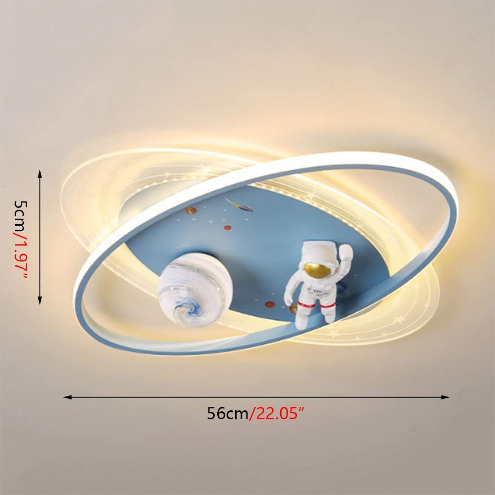 42W Modern Astronaut Ceiling Light for Kids Room - Spaceman Cartoon LED Hanging Lamp with Eye Protection, Perfect for Boys Bedroom & Nursery Decor
