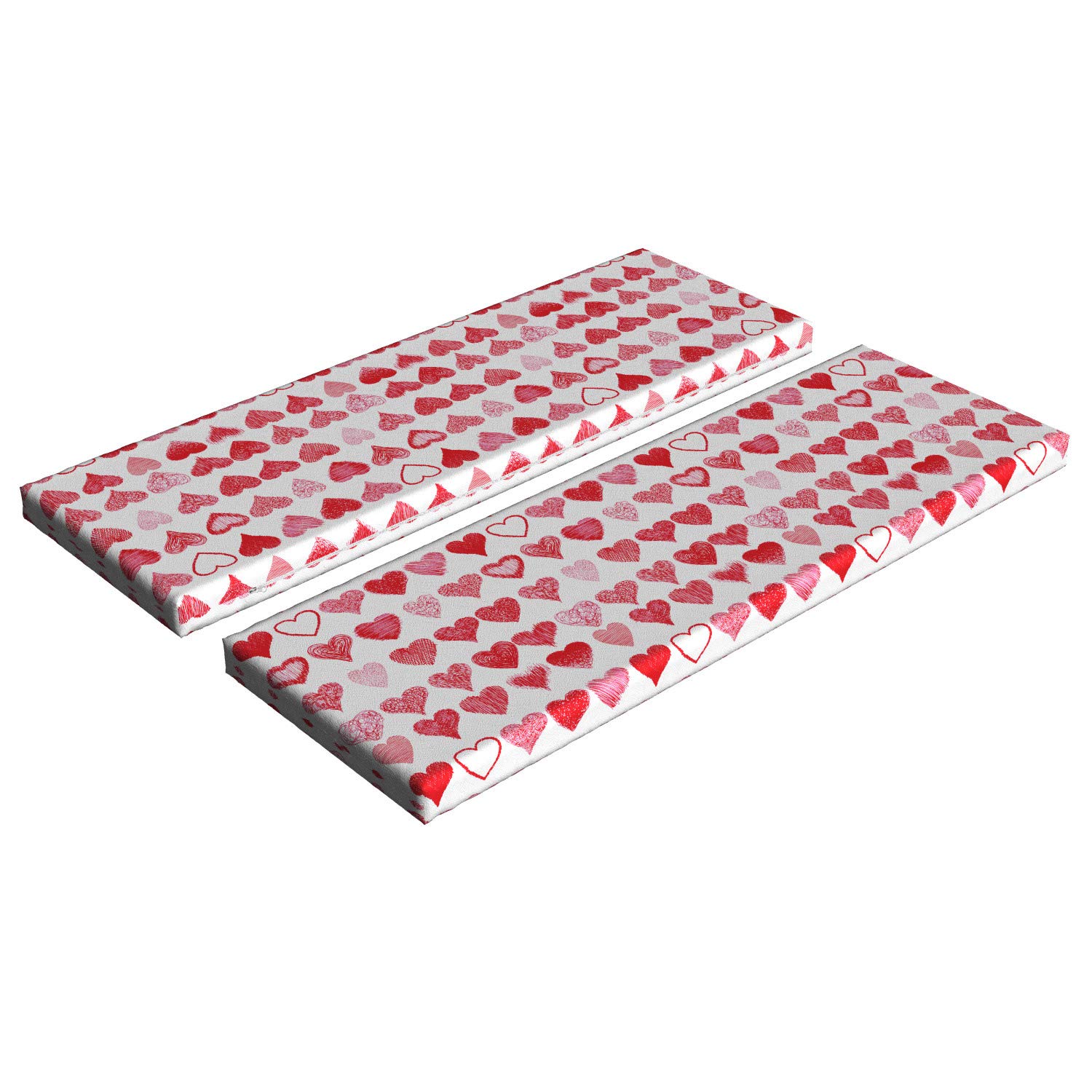 Ambesonne Valentine's Day Bench Cushion Set of 2 - Romantic Heart Design Hand-Painted Art, 45