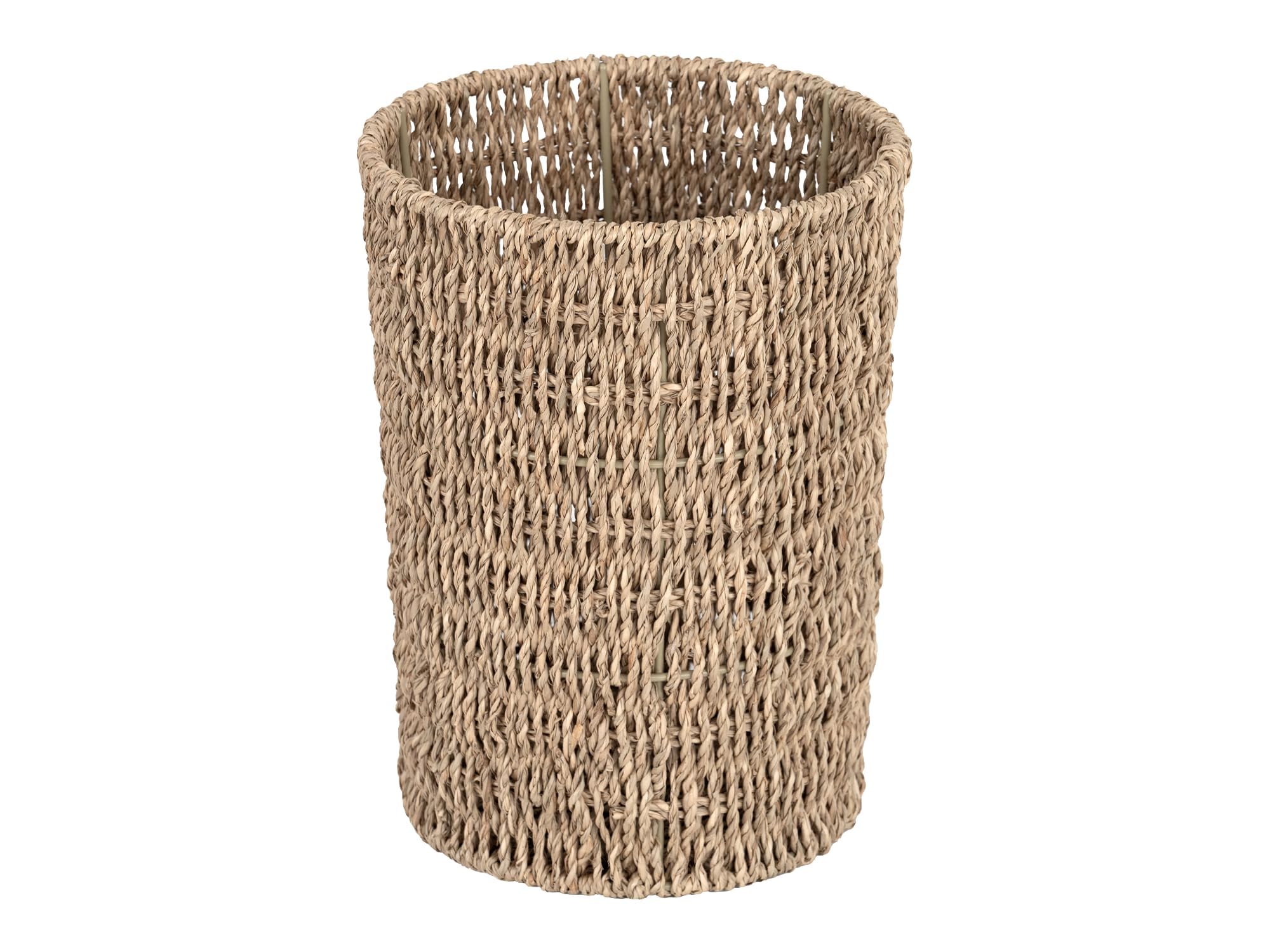 Eco-Friendly Handwoven Seagrass Waste Basket - Small Wicker Trash Can for Bedroom, Bathroom & Office - Natural StorageWorks Bin (1 Pack) - Perfect for Home Decor & Waste Management