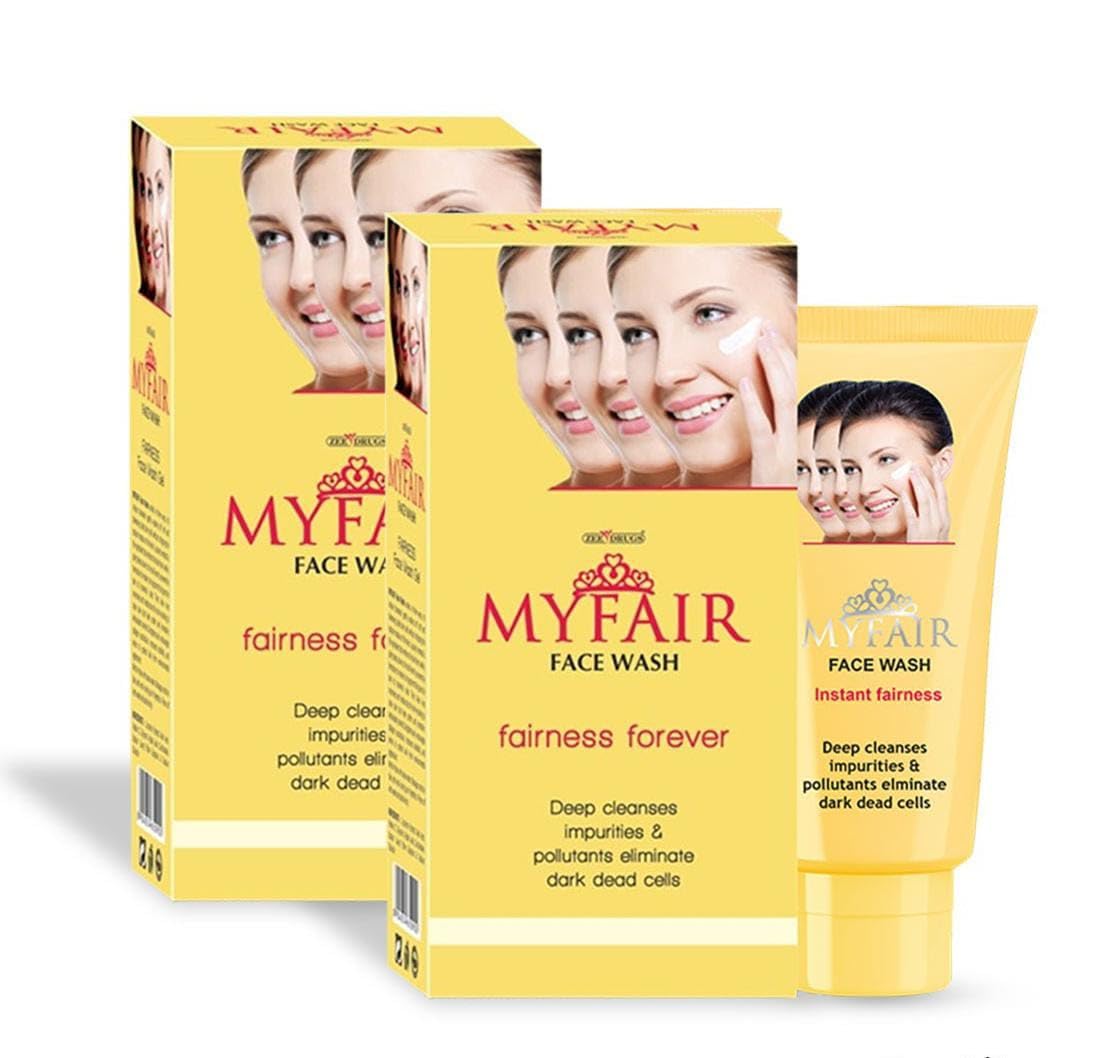 MYFAIR Fairness Face Wash - Dark Dead Cell Removal, Deep Cleansing & Brightening for All Skin Types | Gently Removes Dirt, Oil & Impurities | Hydrating Formula (60g x 2 Pack) | Perfect for Daily Skincare Routine & Glowing Complexion