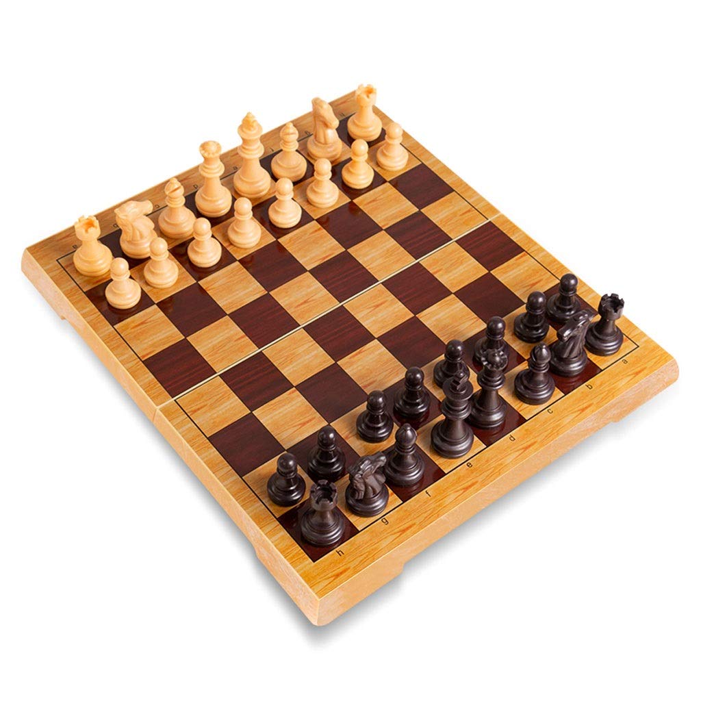 Premium Magnetic Chess Set - Foldable Travel Chess Board with International Chess Pieces - Portable Plastic Chess Game for Adults & Kids - Perfect for Home, Office, Travel & Gifts (Yellow Coffee, Large)