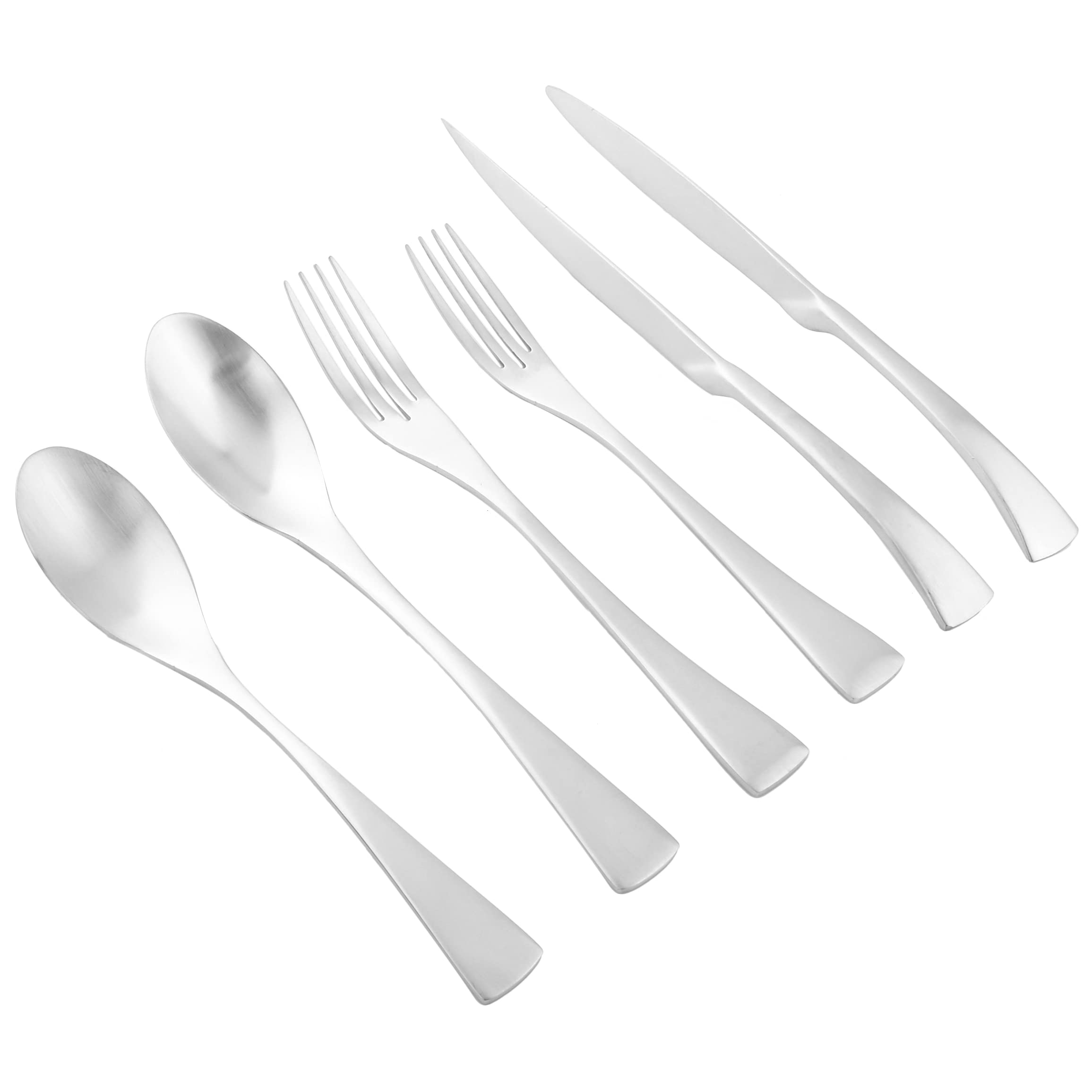 Premium 6-Piece Stainless Steel Flatware Set - Gugrida Silver Silverware with Dinner & Steak Knives, Matte Cutlery Set for Kitchen & Dining (Dishwasher Safe) - Perfect for Everyday Meals, Dinner Parties & Restaurant Use