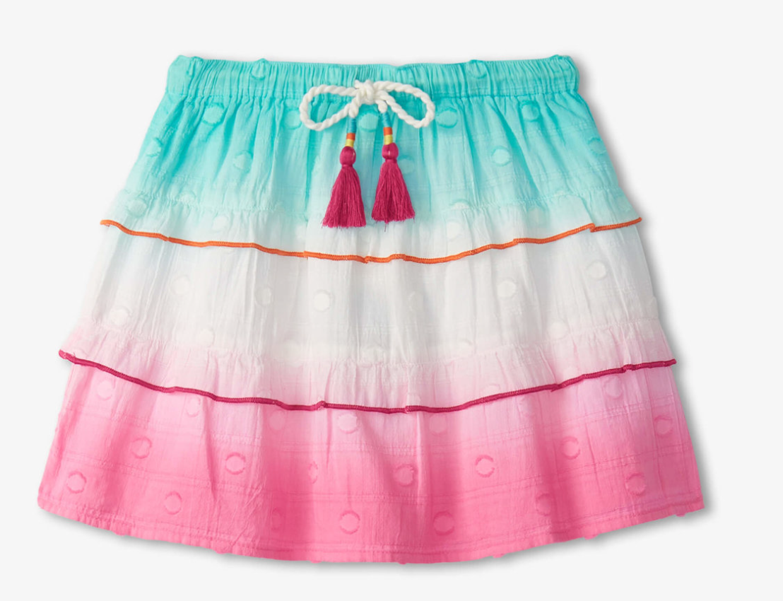 Hatley Summer Waves Layered Skirt for Girls - Lightweight Flowy Beach Skirt with Ruffles, Perfect for Vacation, Swim Cover-Up & Casual Outfits