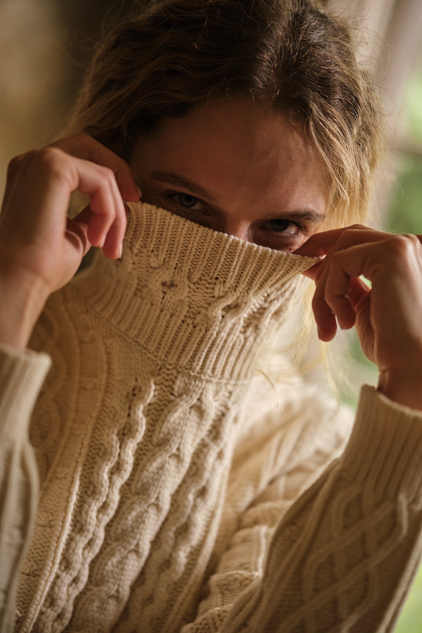 Stowe Women's Turtleneck Sweater - Soft Winter Knit Pullover in Egret White | Cozy Office Wear & Casual Outfits