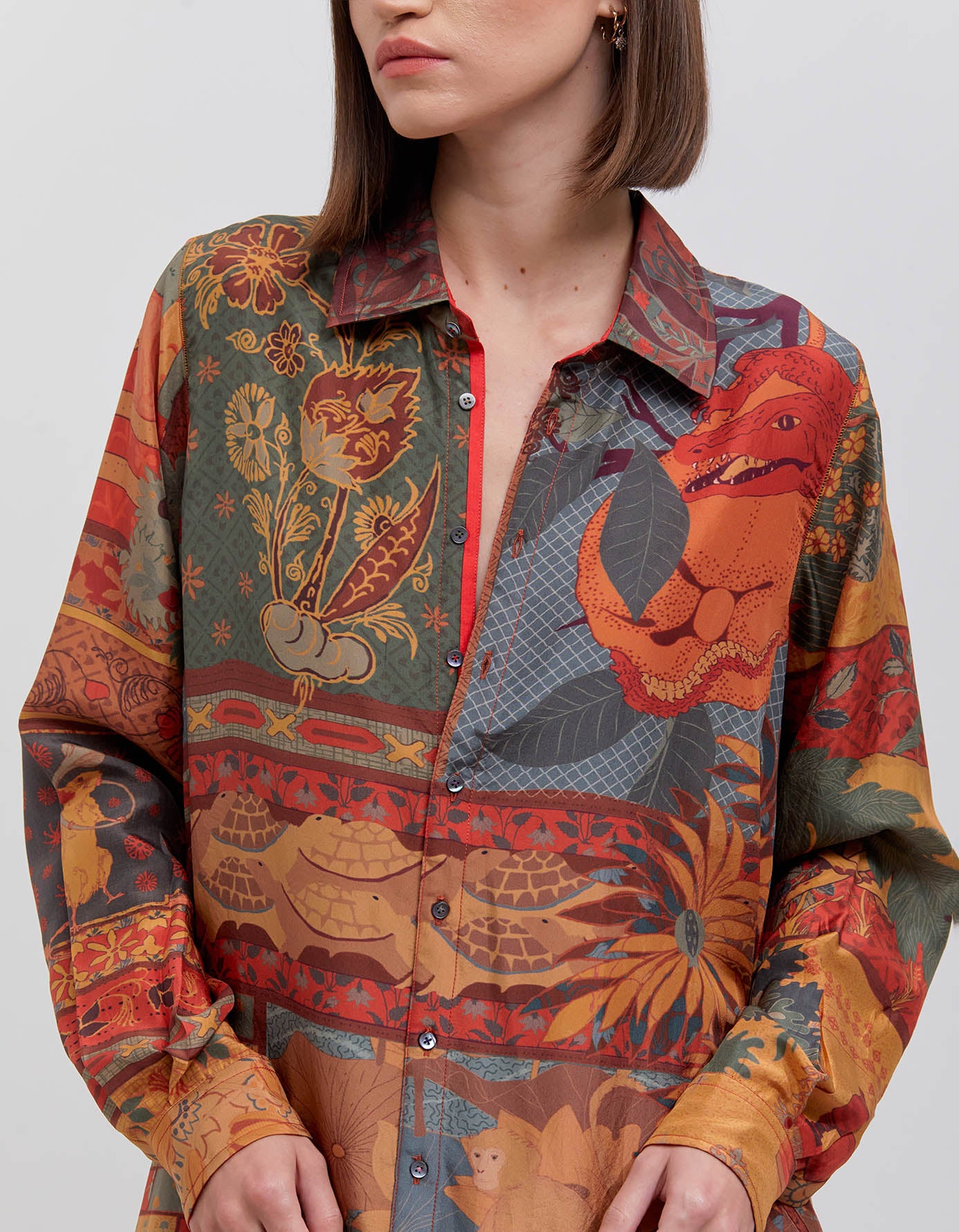 Premium Udaan Silk Shirt in Terracotta - Elegant & Comfortable Blouse for Women | Perfect for Office Wear, Parties & Special Occasions