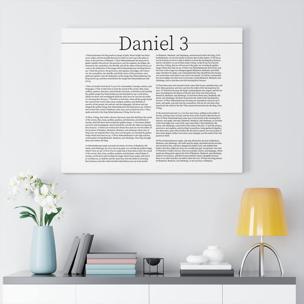 Bible Verse Wall Art - Daniel Chapter 3 Christian Canvas Print - Inspirational Scripture Decor for Home, Church & Office - Ready to Hang White Bible Art Gift