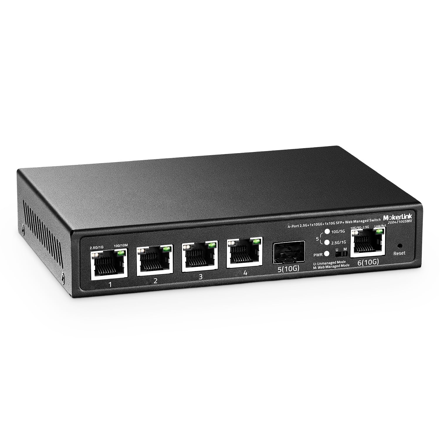 MokerLink 4-Port 2.5G Web Managed Ethernet Switch with 10G Uplink & SFP+ Slot | Fanless Metal Design | Compatible with 10/100/1000Mbps | Ideal for Home Office, Gaming & Small Business Networks