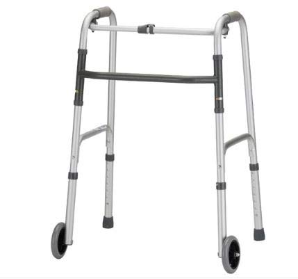 NOVA Folding Walker with 5 Inch Wheels for Seniors & Adults - Lightweight Mobility Aid for Indoor & Outdoor Use