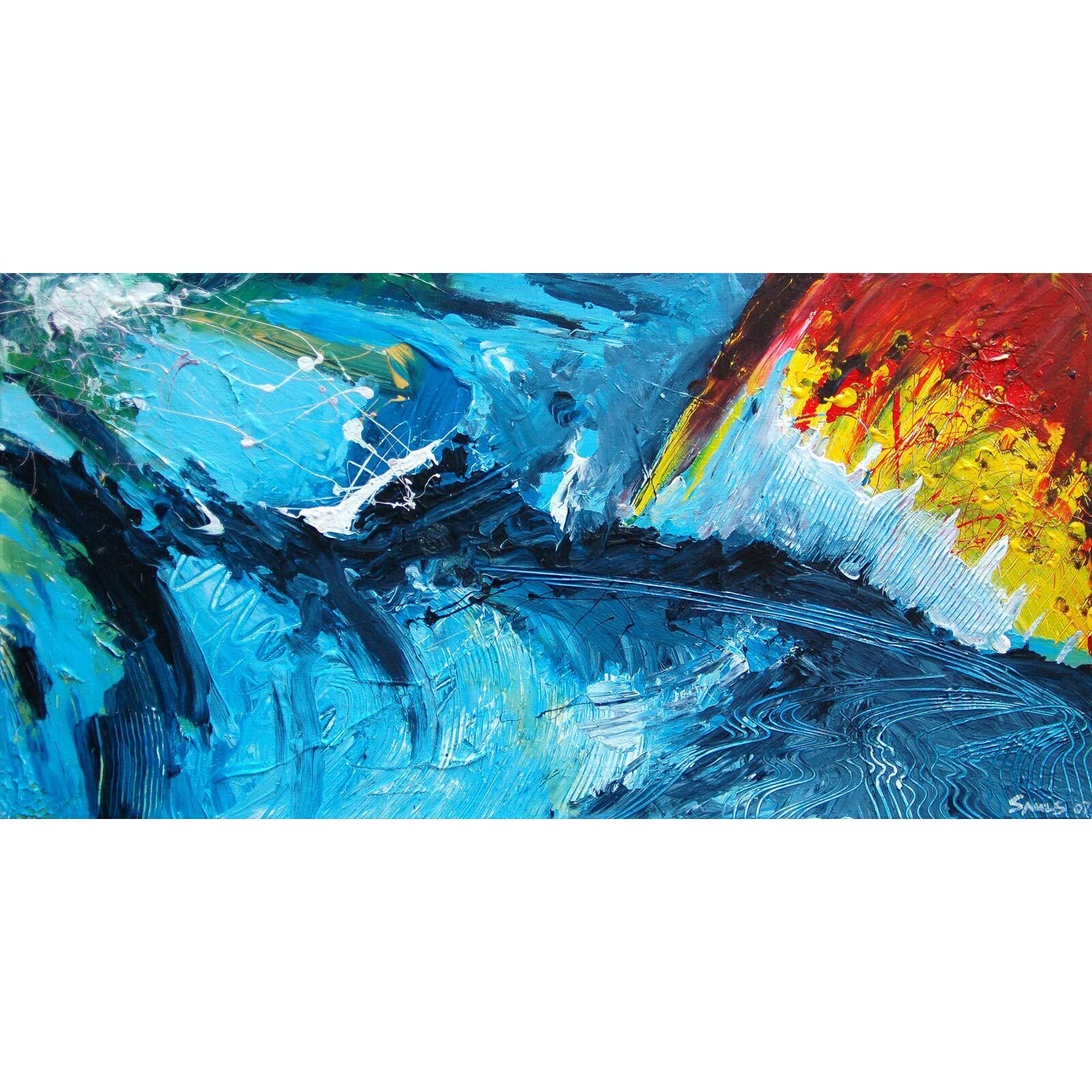 Handmade Sound Side Print on Wrapped Canvas 24x12 - Coastal Wall Art Decor for Living Room, Bedroom & Office - MARMONT HILL