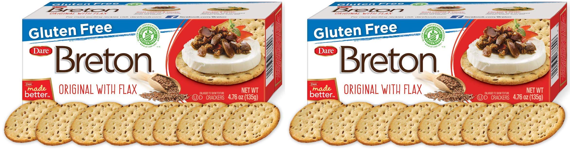 Dare Breton Gluten Free Crackers Original with Flax – 4.76 Ounce (Pack of 1) – Healthy Snack for Weight Loss, Keto Diet & On-the-Go – Perfect for Office, School Lunch & Travel