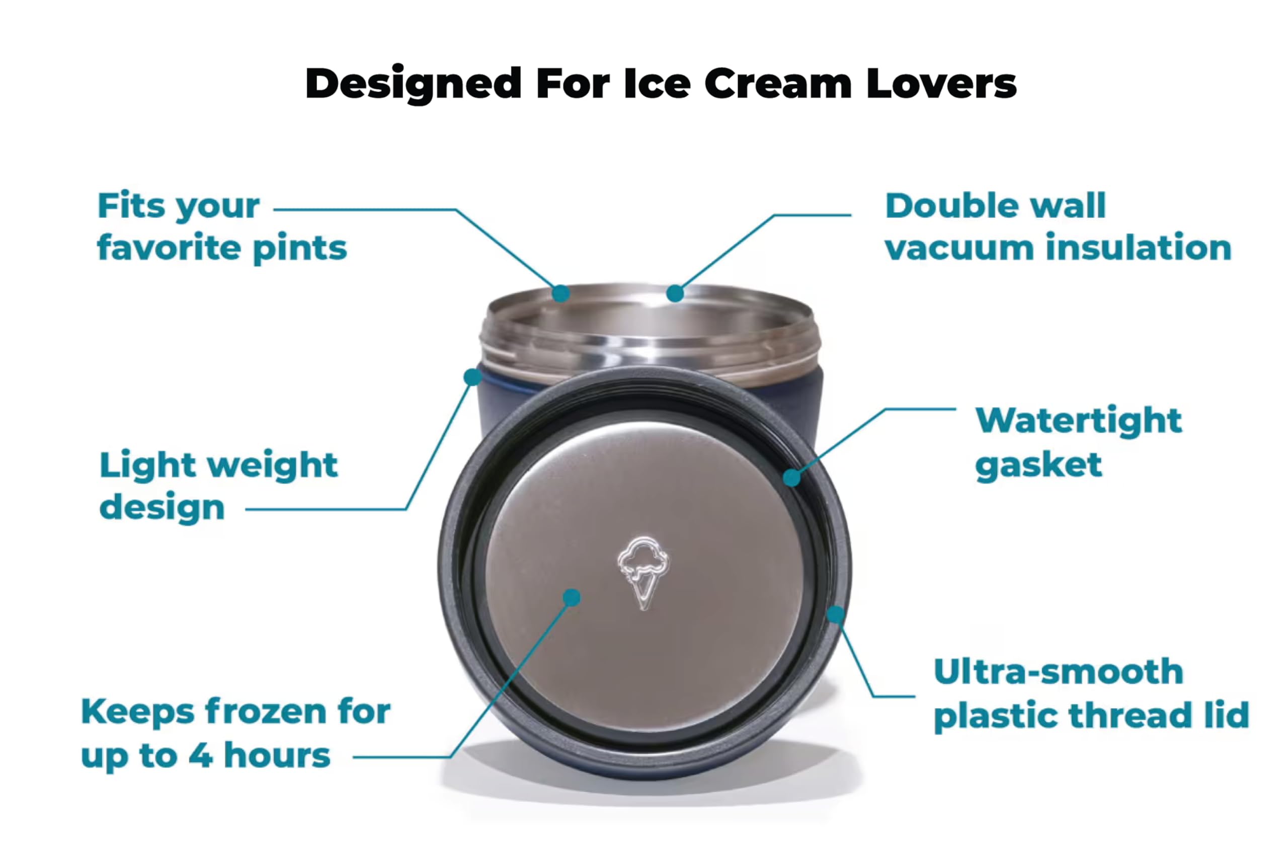 Premium Vacuum Insulated Ice Cream Pint Cooler - Keeps Ice Cream Frozen for 6+ Hours | Portable Freezer for Picnics, Beach Trips & Outdoor Adventures | Strawberry Pink