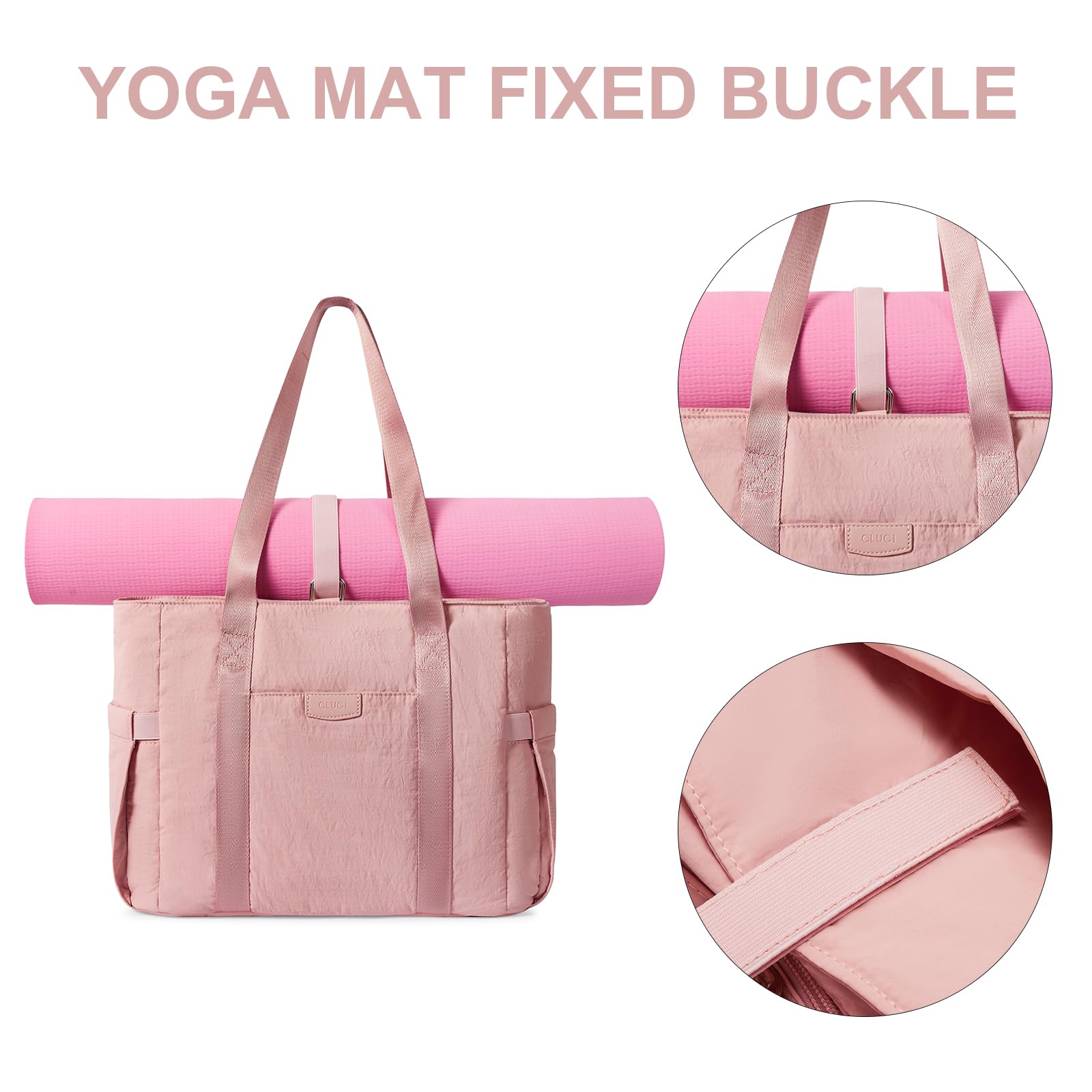 CLUCI Women's Tote Bag with Yoga Mat Buckle - Gym & Work Essentials