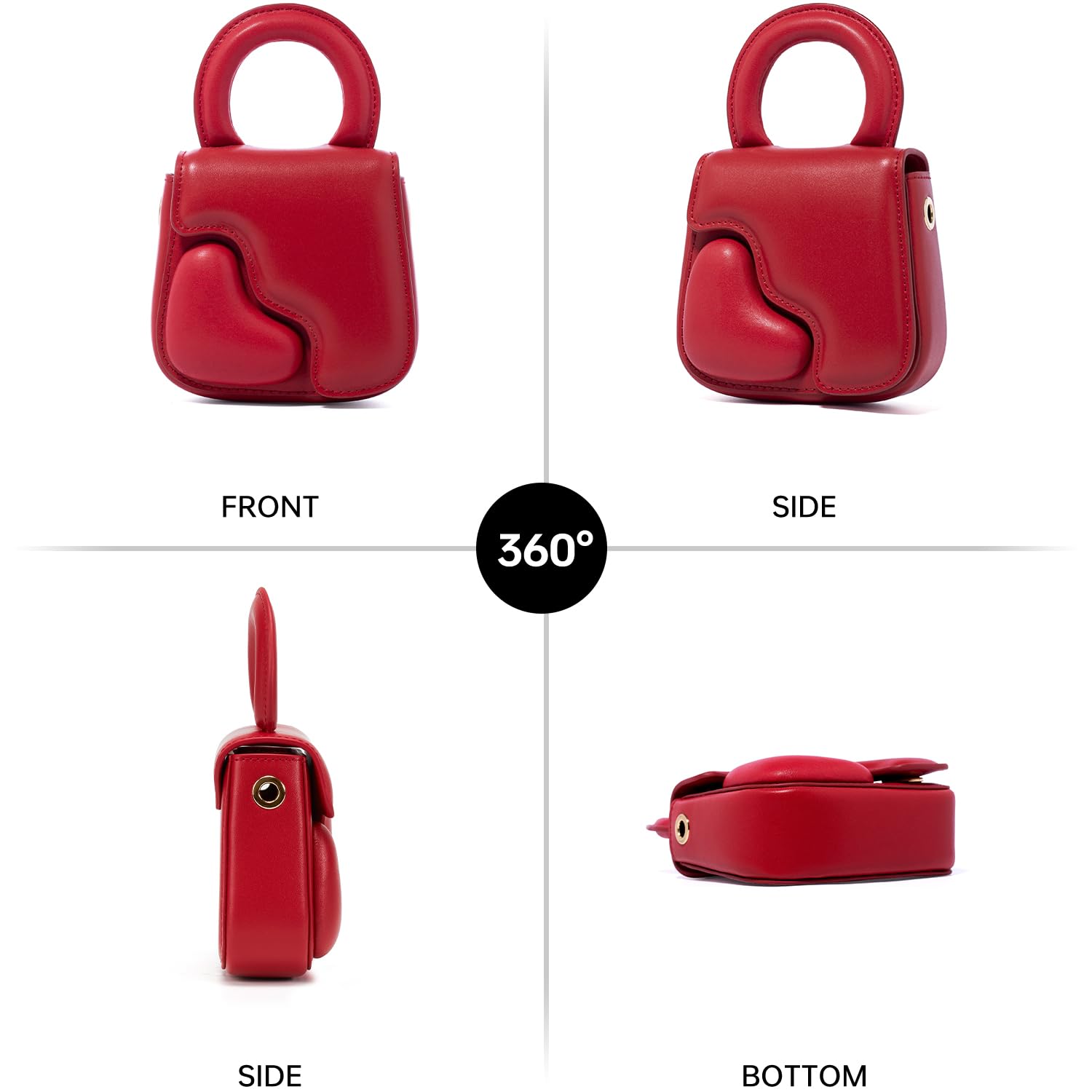 LAFESTIN Small Leather Heart Purse - Designer Evening Clutch with Removable Chain Strap, Crossbody Bag for Women | Perfect for Weddings, Prom, Cocktail Parties & Date Nights