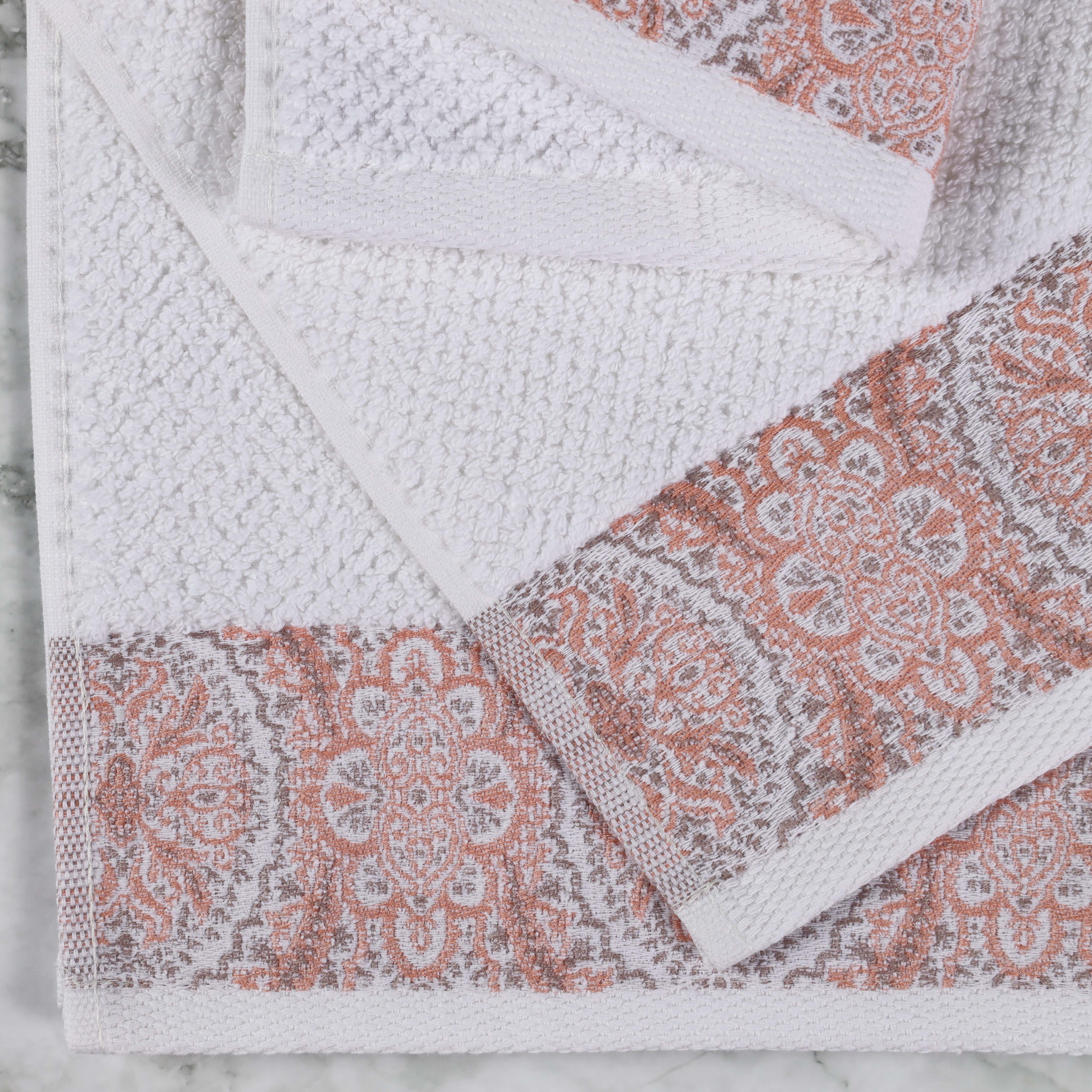 Premium Medallion Cotton Jacquard Textured 3-Piece Bath Towel Set - Soft & Absorbent Luxury Towels for Spa, Bathroom & Guest Use
