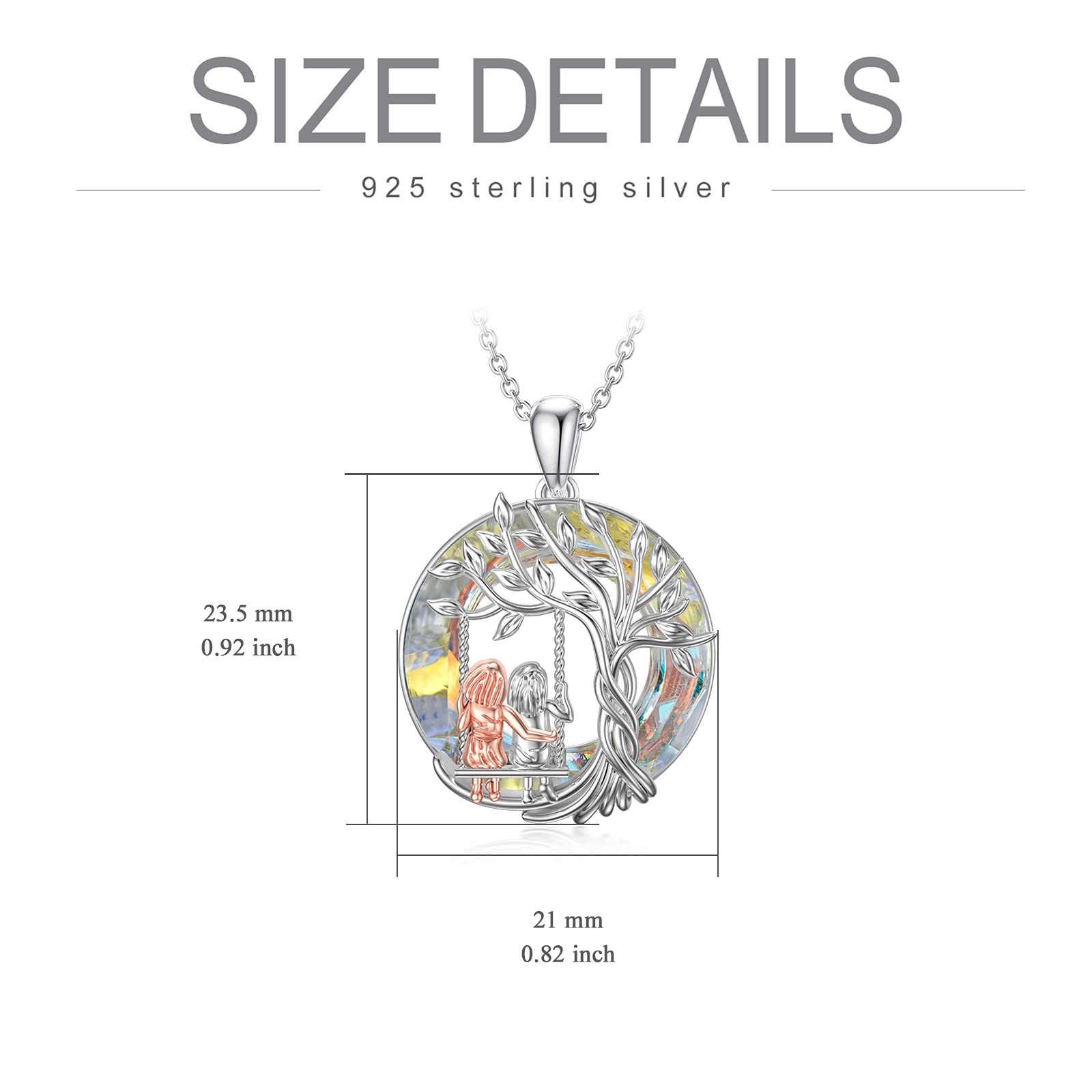 925 Sterling Silver Tree of Life Necklace for Sisters - 2/3/4 Sisters Crystal Jewelry Gift Set for Women, Daughters & Friends | Birthday, Mother's Day Present | Perfect for Family Bonding & Special Occasions