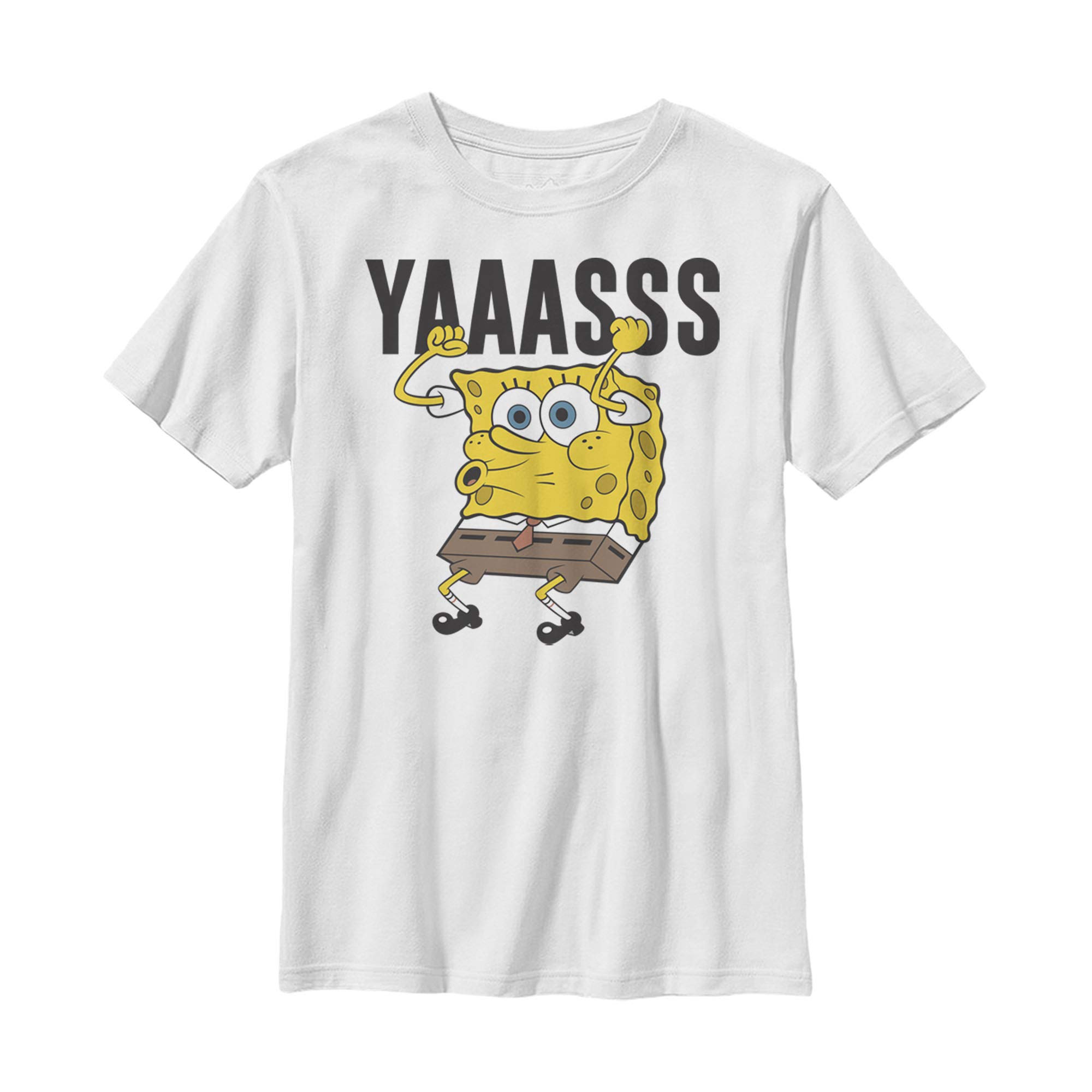 Spongebob Squarepants Yasss Cheer Boys T-Shirt - Fun Cartoon Graphic Tee for Kids Birthday & Casual Wear