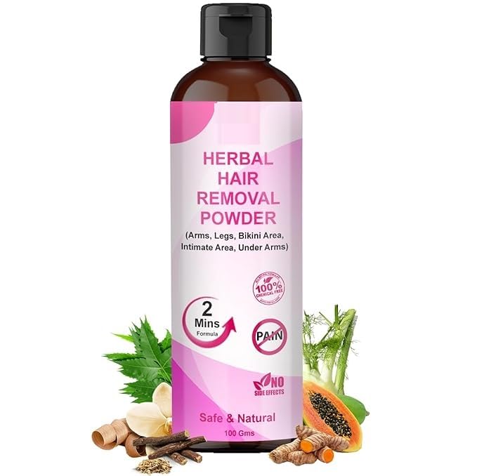 Best Hair Removal Powder for Women & Men - 100g Natural & Painless Depilatory Cream - Smooth Skin for Bikini, Legs, Arms & Body - At-Home Waxing Alternative
