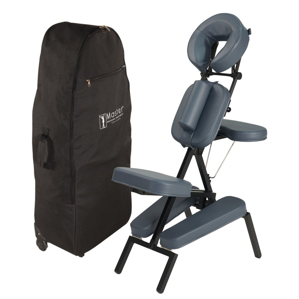 Professional Portable Massage Chair with Wheeled Travel Case - Royal Blue | Full Body Shiatsu Massage for Home, Office & Travel Relaxation