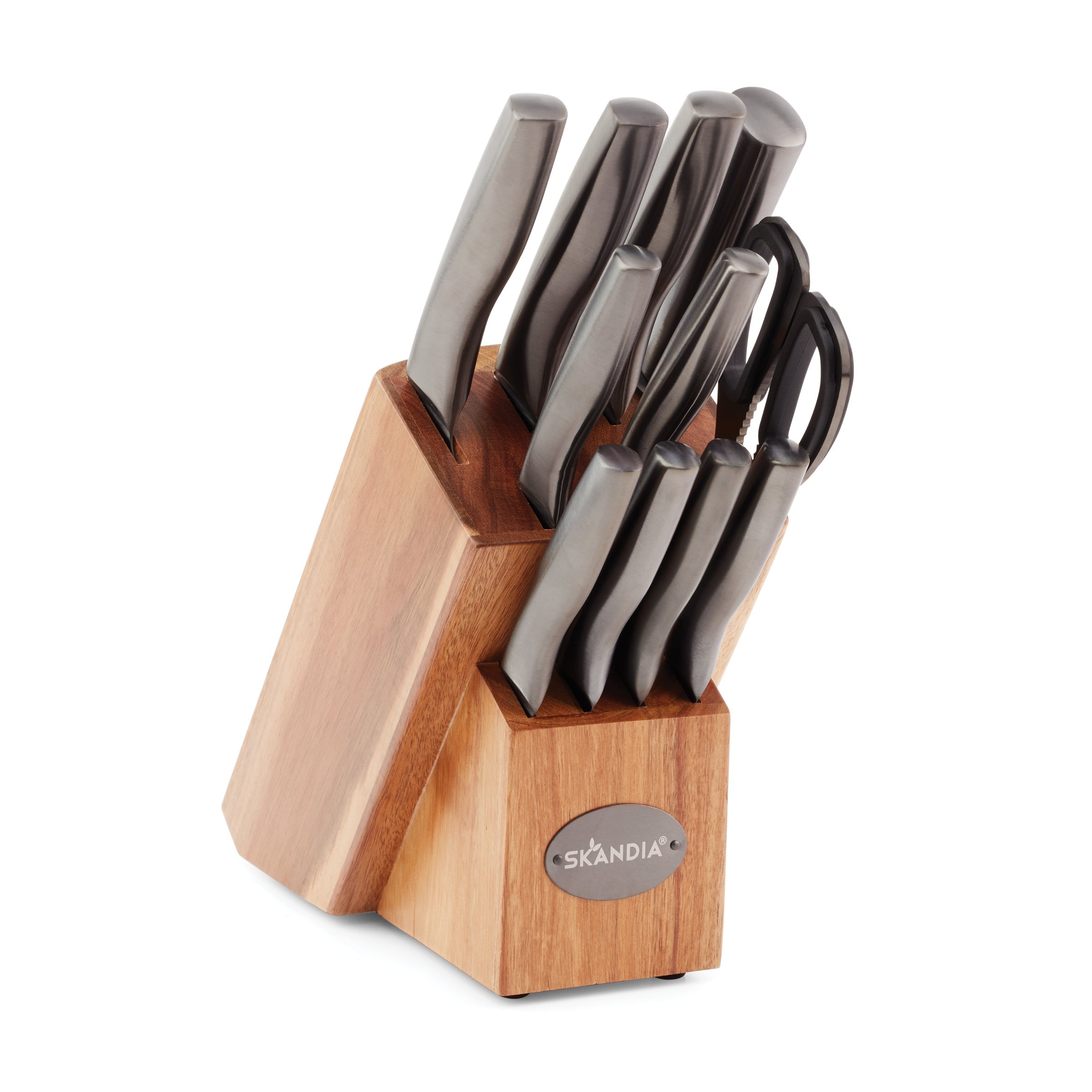 Ashton 12-Piece Stainless Steel Knife Block Set with Wooden Stand - Complete Kitchen Cutlery for Chopping, Slicing & Dicing - Perfect for Home Chefs & Cooking Enthusiasts