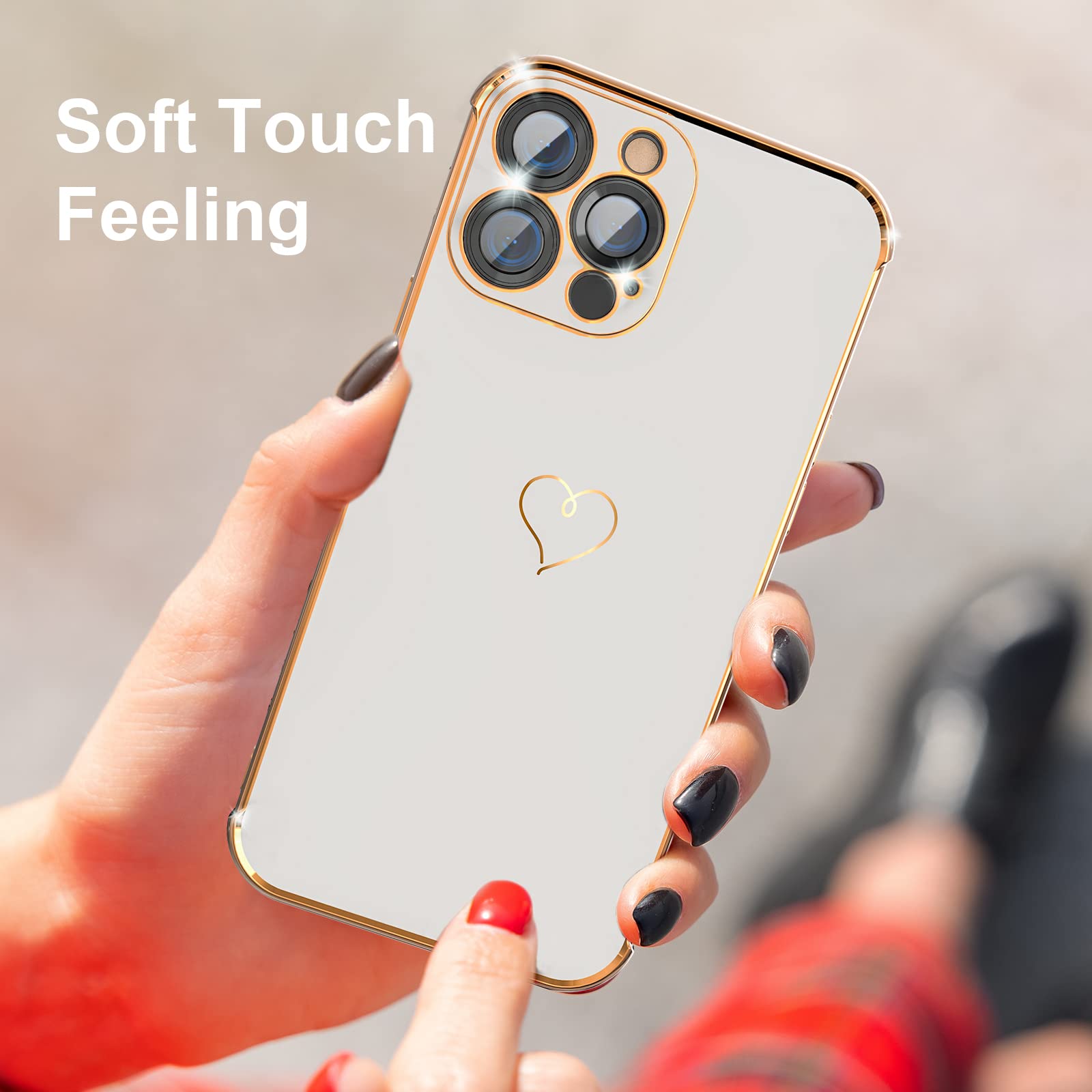 Premium Shockproof iPhone 13 Pro Max Case for Women - Luxury Soft TPU Protective Cover with Full Camera Protection & Reinforced Corners (6.7 inch, White) - Perfect for Everyday Use, Travel & Work Protection