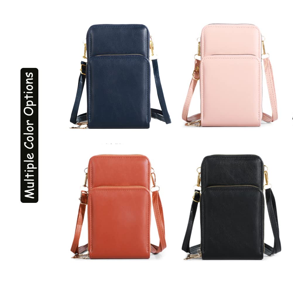 Stylish Leather Crossbody Phone Purse for Women - Multi-Pocket Wallet Bag with Credit Card Slots | Perfect for Travel, Shopping & Everyday Use