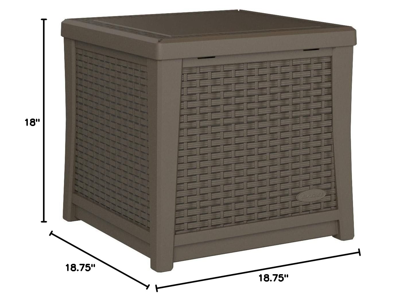 Suncast 13 Gallon Resin Outdoor Storage End Table with Hinged Stay-Dry Lid - Waterproof Deck Box for Patio Furniture, Pool Toys, Cushions & Garden Accessories - Perfect for Backyard, Poolside & Outdoor Living Spaces (Java Brown)