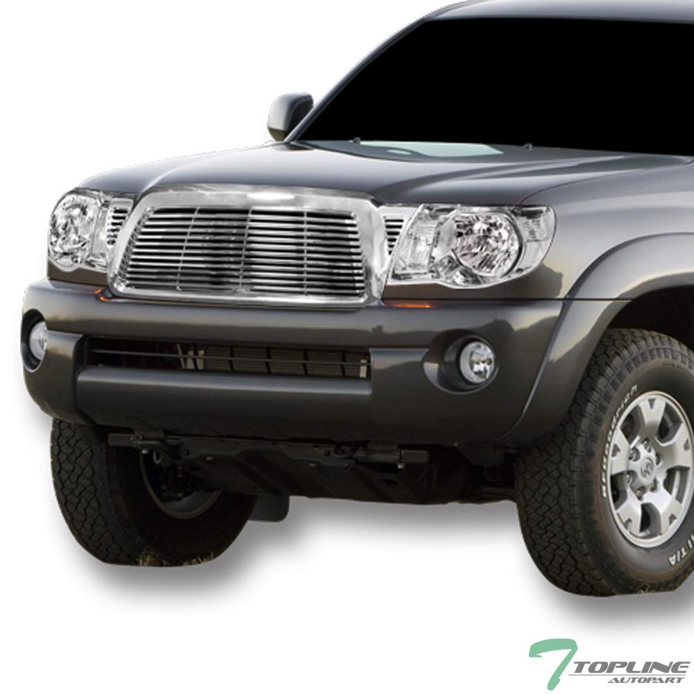 Chrome Clear Crystal Headlights & Signal Lamps with ABS Housing - Compatible with 2005-2011 Toyota Tacoma | Front Hood Bumper Grill Guard | Enhanced Visibility & Style for Off-Roading & Night Driving