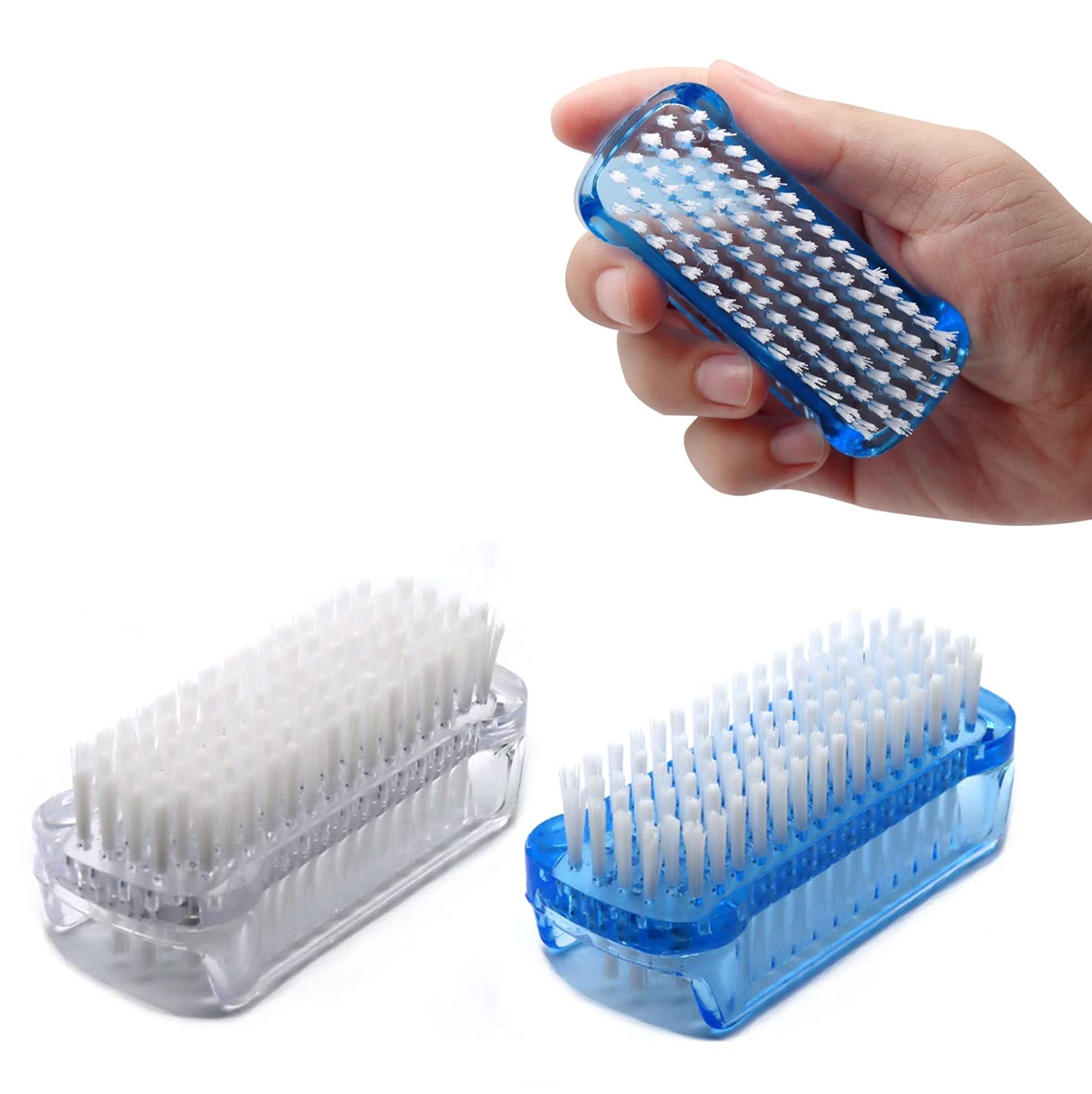 MEPOINT 2 Pack Nail Brush Set - Professional Pedicure & Manicure Tools for Toe & Fingernail Cleaning, Foot Scraper & File - Multicolor Handle Grip Brushes for Home Spa, Salon & Travel Use