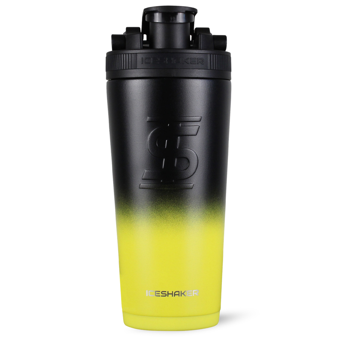 Custom 26oz Insulated Stainless Steel Water Bottle - Yellow Black Ombre Shaker Cup for Gym, Workout & Sports | Leakproof, BPA-Free | Perfect for Protein Shakes, Iced Coffee & Cold Drinks