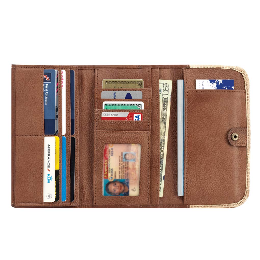 American West Women's Annie's Secret Tri-Fold Leather Wallet in Cream - Slim RFID Blocking Wallet for Credit Cards & Cash - Perfect for Everyday Use, Travel & Gift Giving