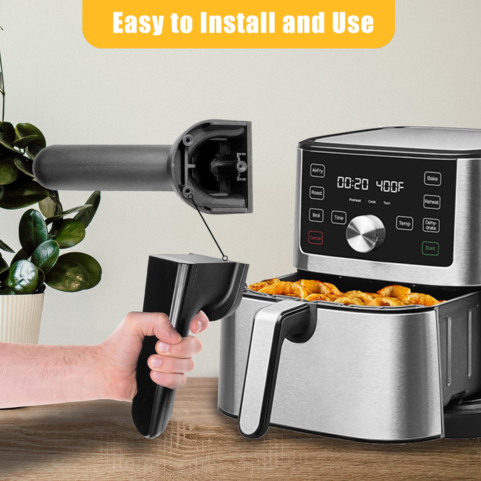Upgraded Replacement Handle for Instant Vortex Plus 6QT/5.7QT Air Fryer - Ergonomic Design & Dishwasher Safe - Perfect for Cooking, Baking & Air Frying at Home
