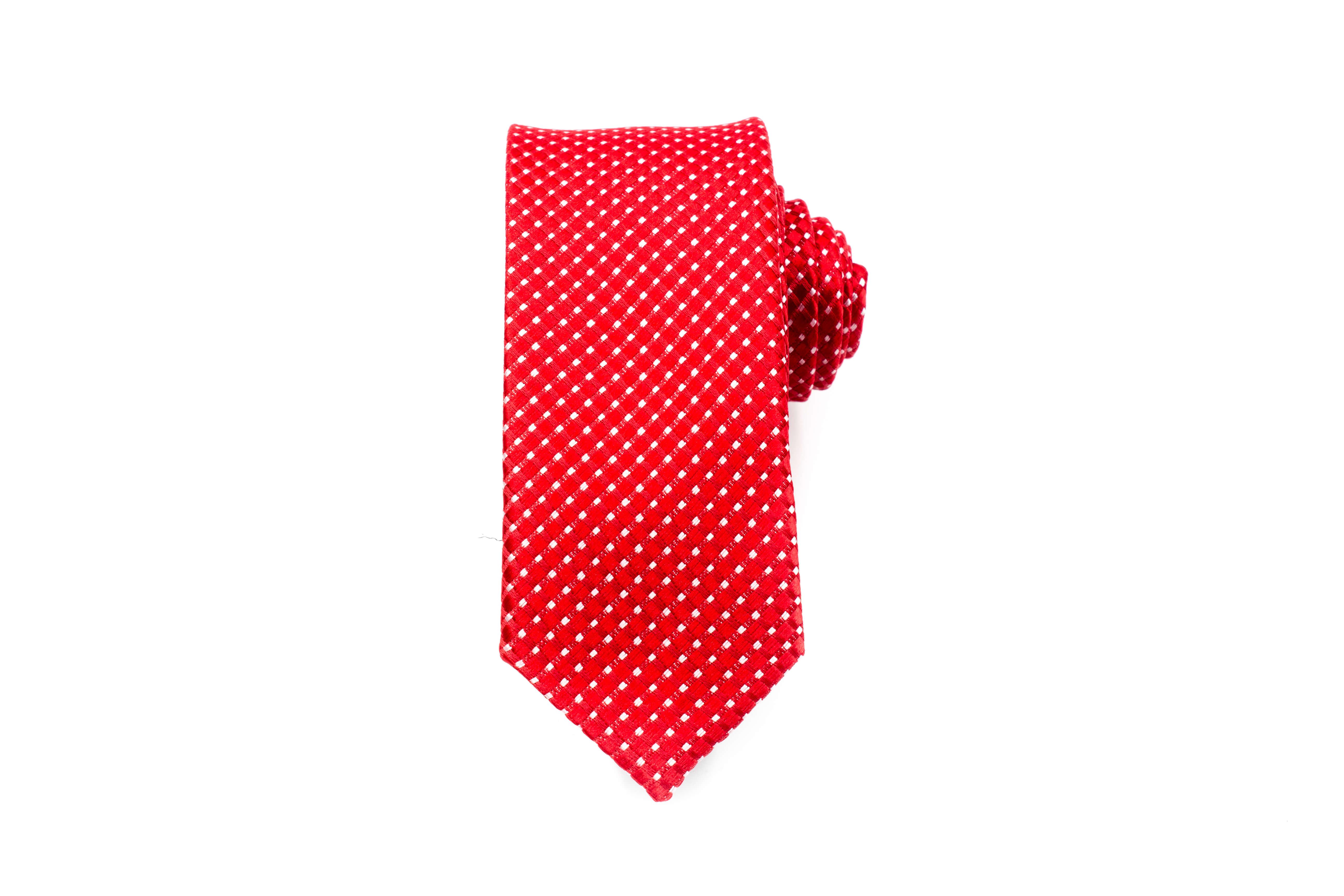 Stylish Bright Red Polka Dot Skinny Tie for Men - Perfect for Weddings, Parties & Business Events | Fashionable Necktie Accessory