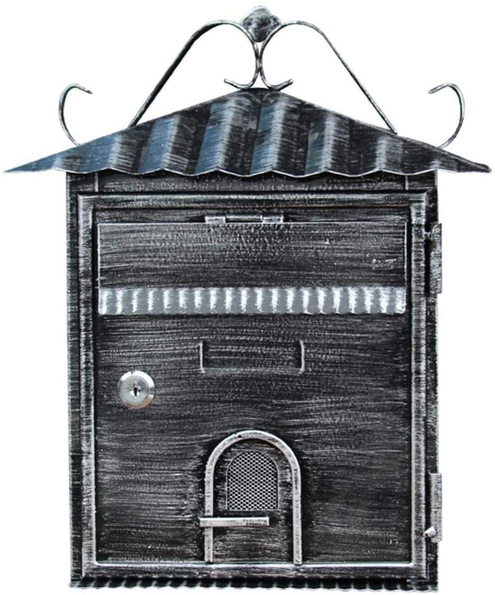 Vintage Retro Wall-Mounted Mailbox - Outdoor Letter Box with Lock, Weatherproof Metal Post Box for Villa, Garden & Home Decor | Perfect for Mail Collection, Suggestion Box & Ticket Storage