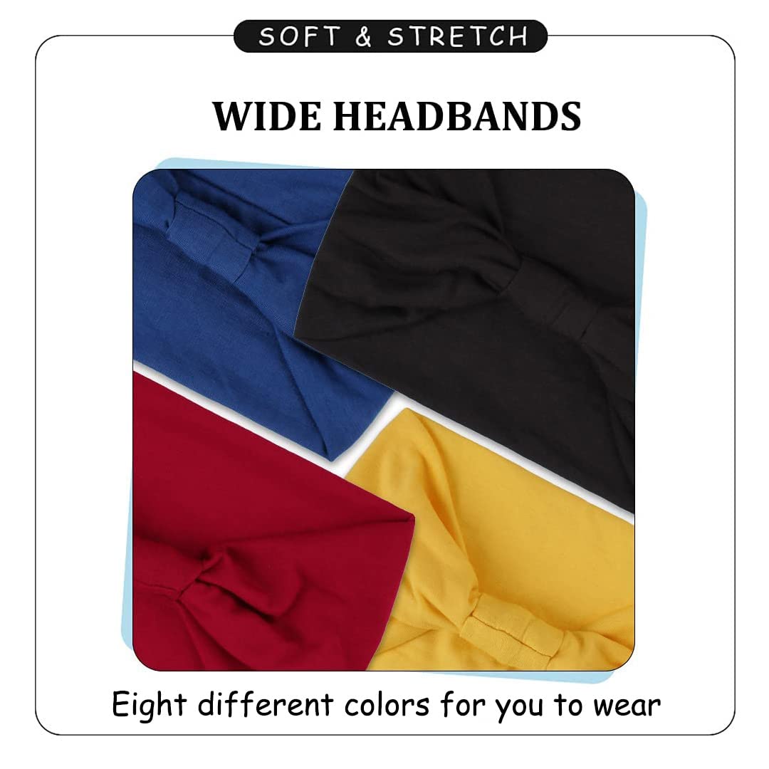 Kahanaa 4 Pack Wide Stretchy Turban Headbands for Women - Soft Yoga Head Wraps with Twisted Knots - Perfect for Workouts, Running, Gym & Everyday Fashion Accessories