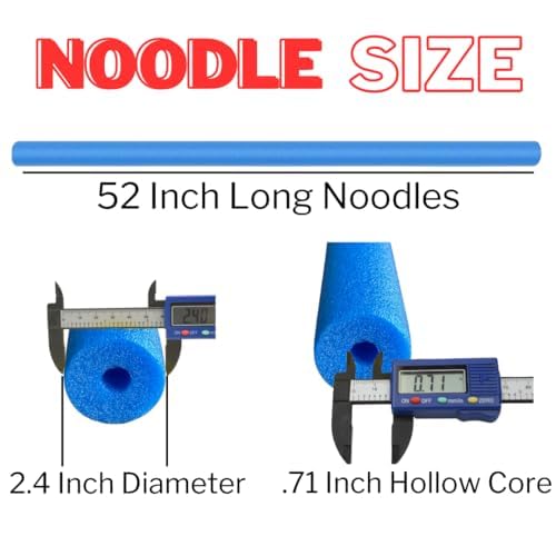 FixFind 6-Pack 52-Inch Hollow Foam Pool Swim Noodles - Bright Colors for Swimming, Floating & Water Play - Perfect for Kids, Adults, Pool Parties & Summer Fun