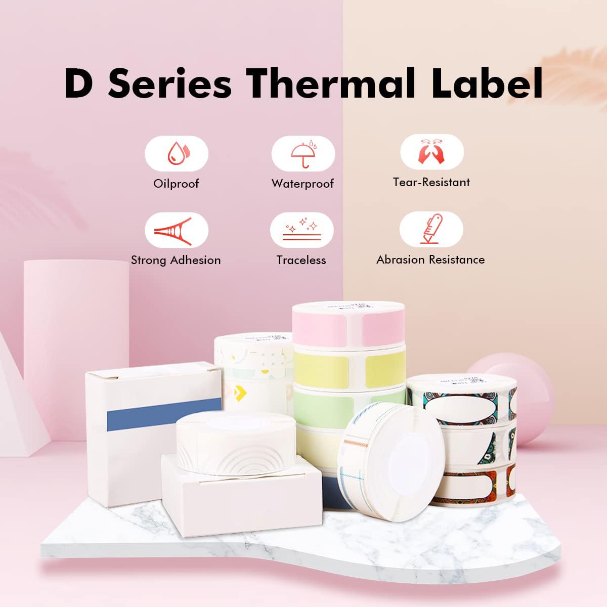 NIIMBOT D11 D110 D101 Compatible Label Maker Tape - 14x35mm Waterproof, Oil-Resistant, Scratch-Proof Sticker Paper (Night Black) - Perfect for Home, Office & Industrial Labeling Organization