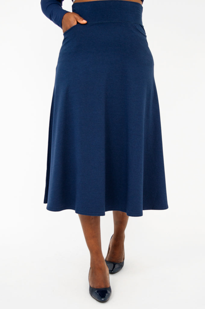 Gillian Skirt - Soft Bamboo Fabric in Indigo Blue | Comfortable & Eco-Friendly Women's Skirt for Casual Wear, Office & Summer Outfits