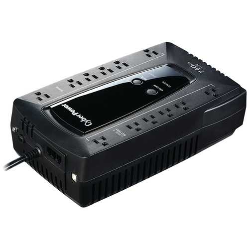 CyberPower 12-Outlet AVR UPS System (CYBAVRG750U) - Battery Backup & Surge Protector for Home Office, Electronics & Computer Equipment