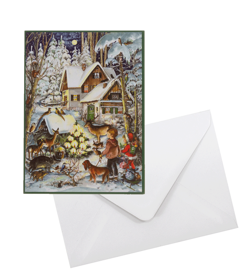 Christmas Advent Calendar Card - Green Forest Theme for Kids | Perfect for Holiday Countdown, Classroom Activities & Family Traditions