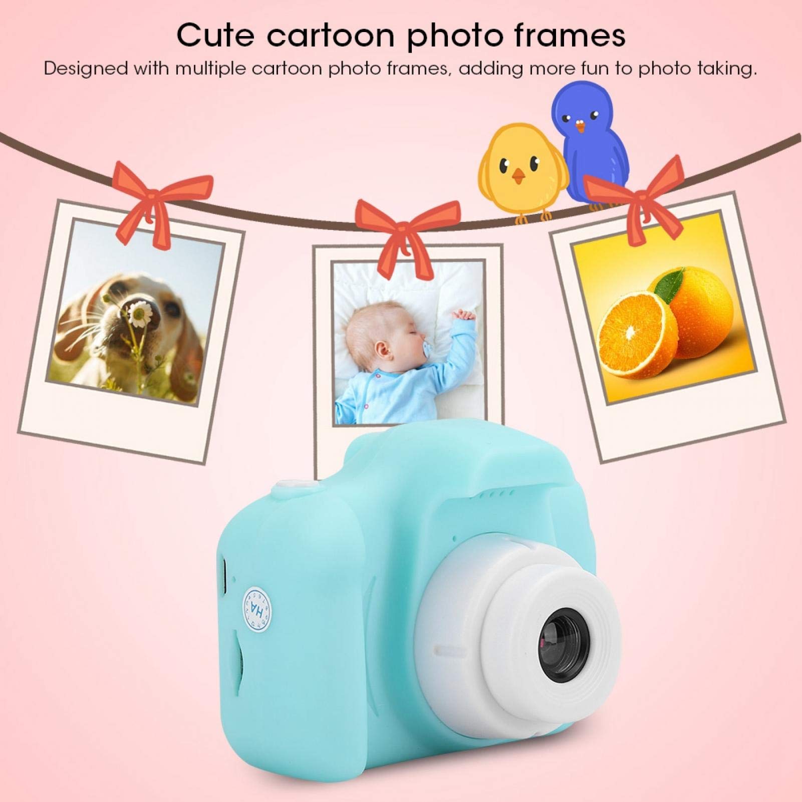 Cartoon Kids Camera Toy with 2.0 Inch Screen - DIY Photo & Video Recording Camcorder for Boys and Girls - Perfect Birthday Gift (Green) | Fun for Travel, Parties & Creative Play