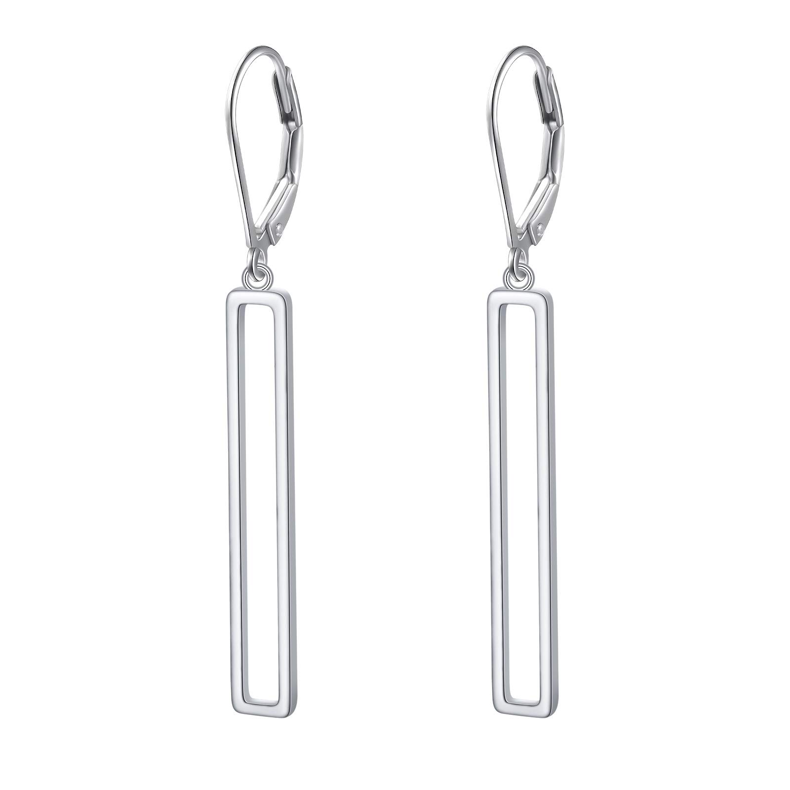 S925 Sterling Silver Vertical Bar Rectangle Dangle Drop Earrings for Women & Teens | Elegant Minimalist Jewelry for Parties, Dating & Everyday Wear