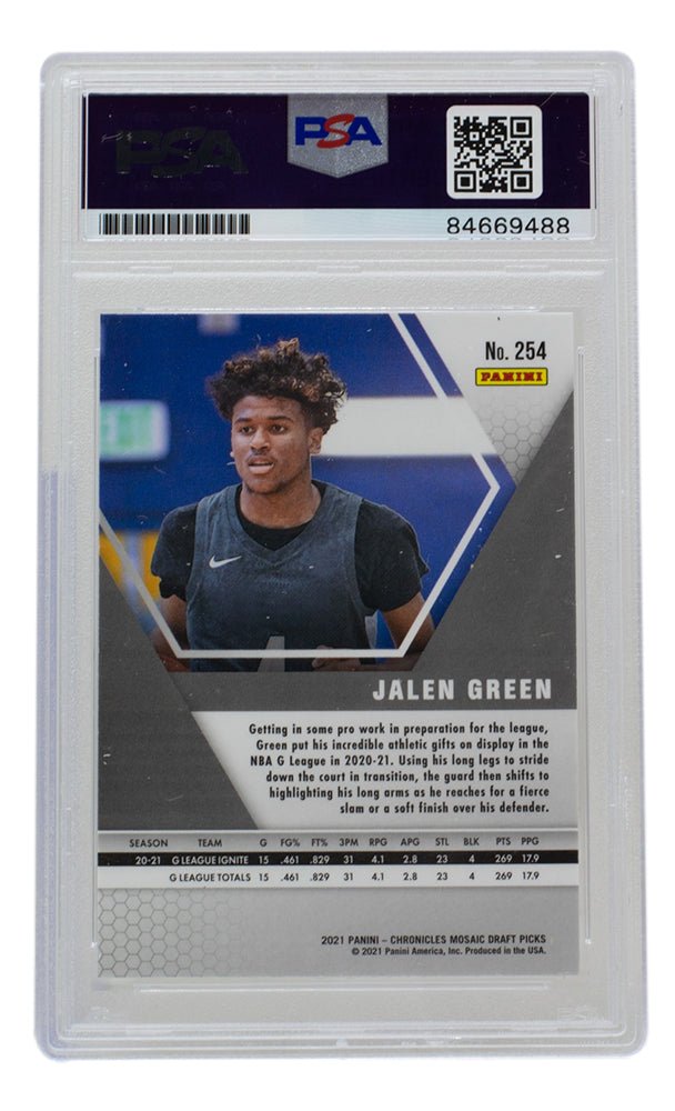 Jalen Green Autographed Houston Rockets 2021 Panini Mosaic Silver Rookie Card #254 PSA/DNA 10 Gem Mint - Perfect for NBA Collectors, Sports Memorabilia Enthusiasts & Investment