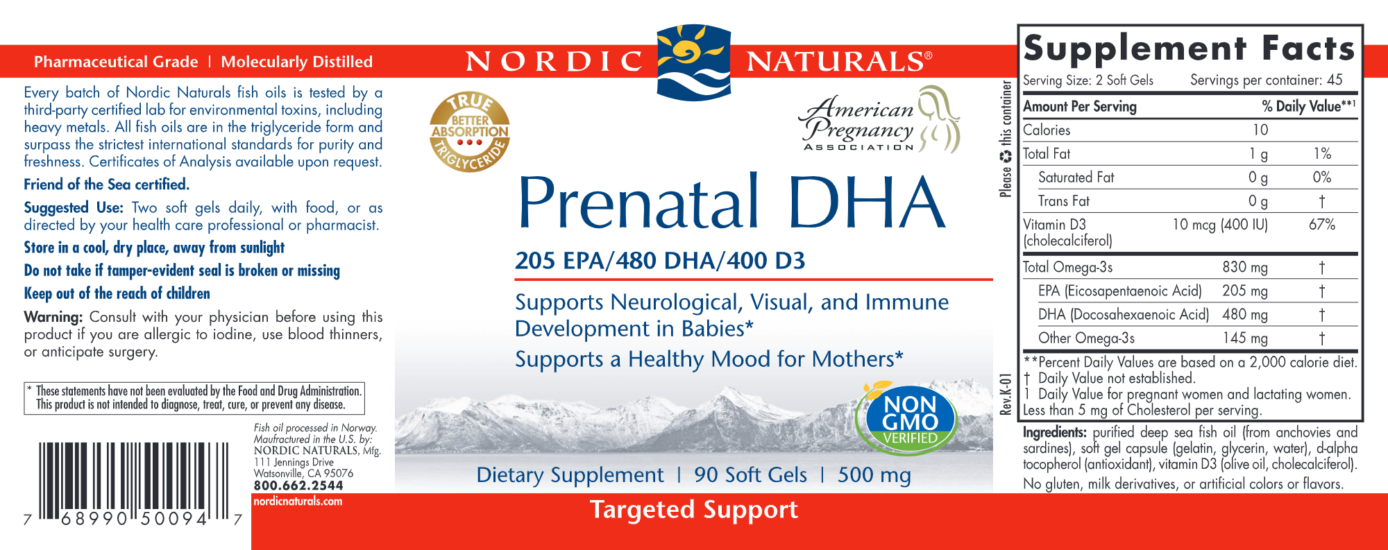 Best Prenatal DHA 500mg Softgels for Pregnancy - Omega-3 Fish Oil Supplement for Baby Brain & Eye Development - Supports Healthy Pregnancy & Breastfeeding